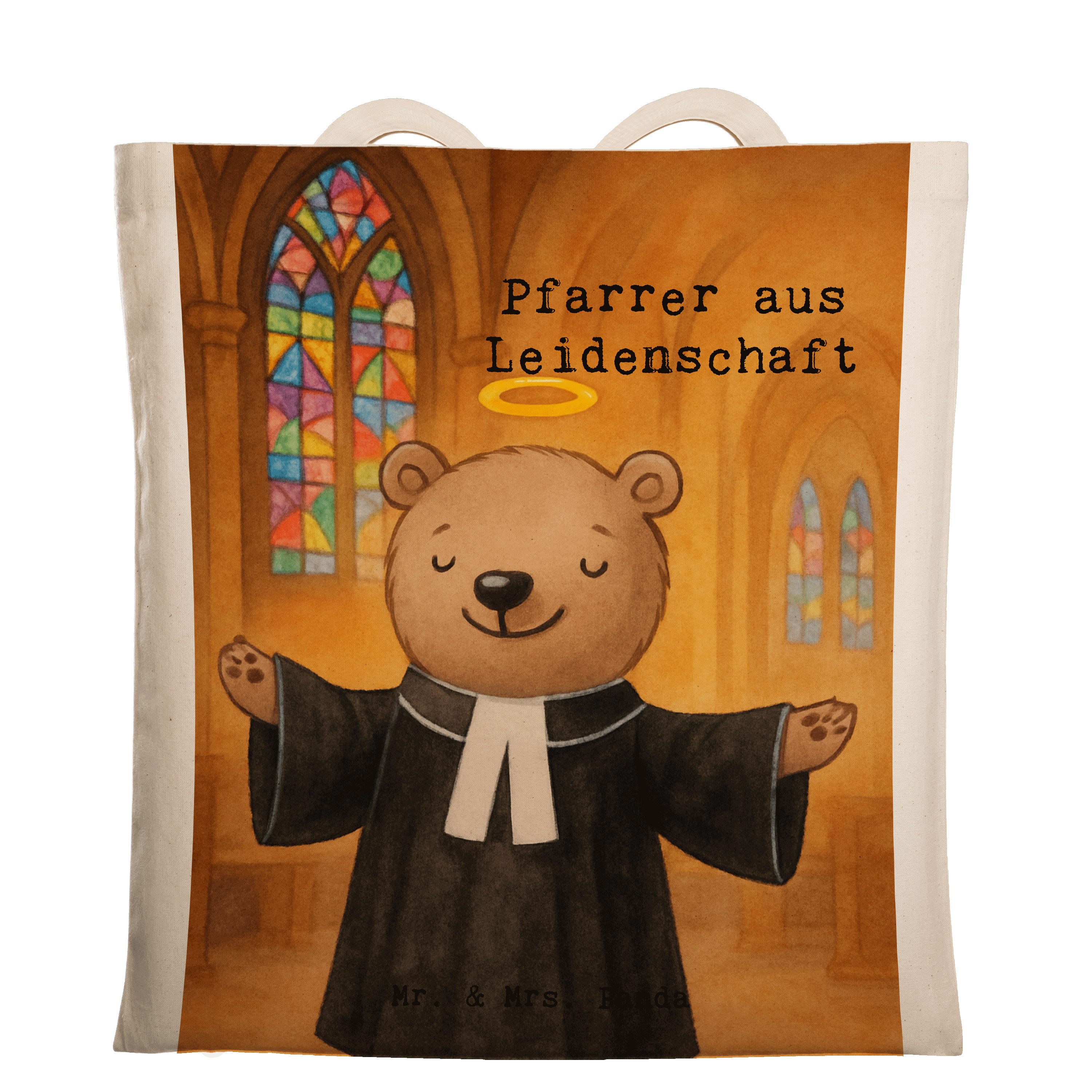 Mr. & Mrs. Panda Tragetasche Pfarrer Leidenschaft Design, Tote Bag, Weiß, Geschenk, Shopping Tasch (Packung), Unitasche Pfarrer Freizeittasche