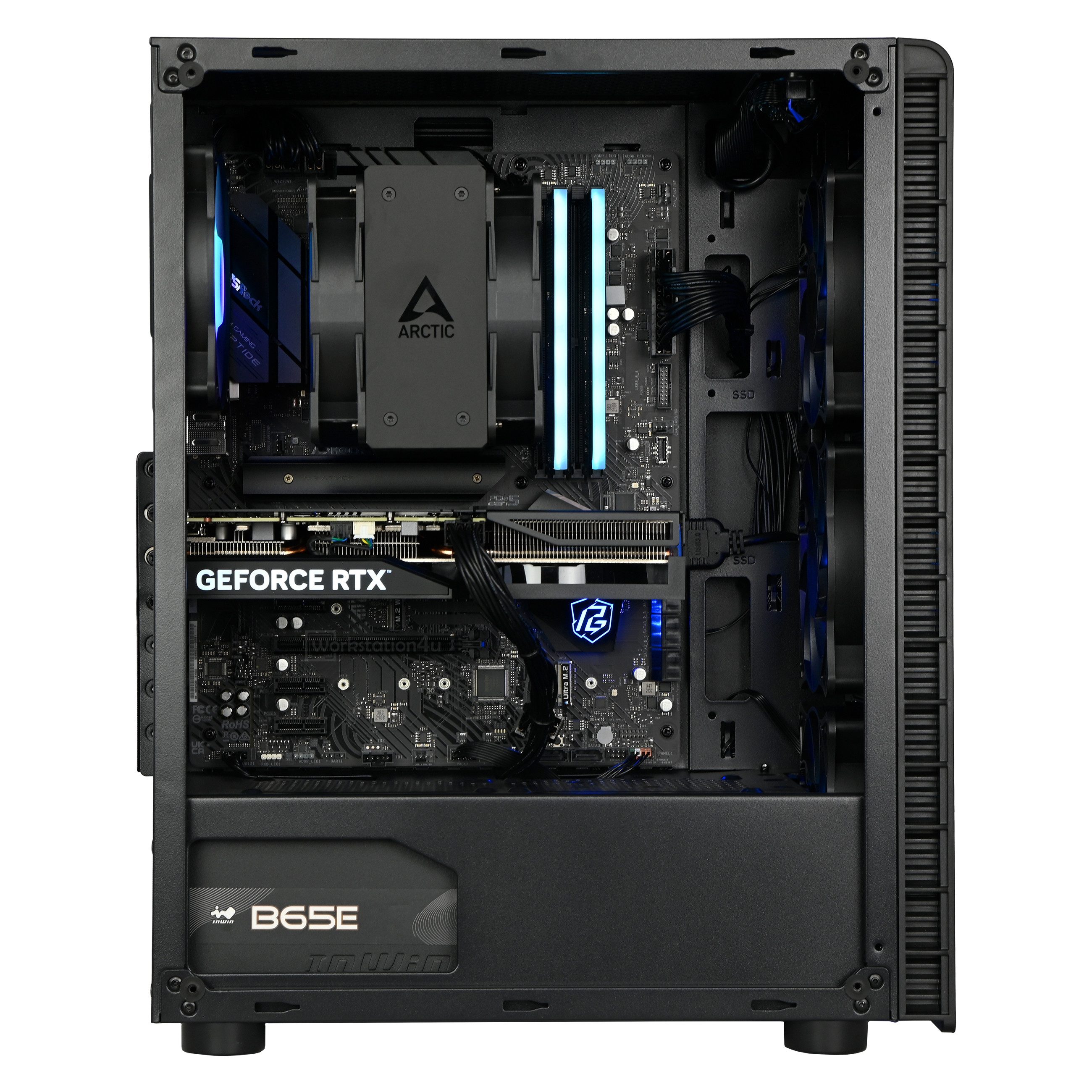 Workstation4u ATX Mesh Tower RGB Gaming-PC (AMD Ryzen 7 8700F, RTX 5060 8GB, 16 GB RAM, 250 GB SSD, Luftkühlung)