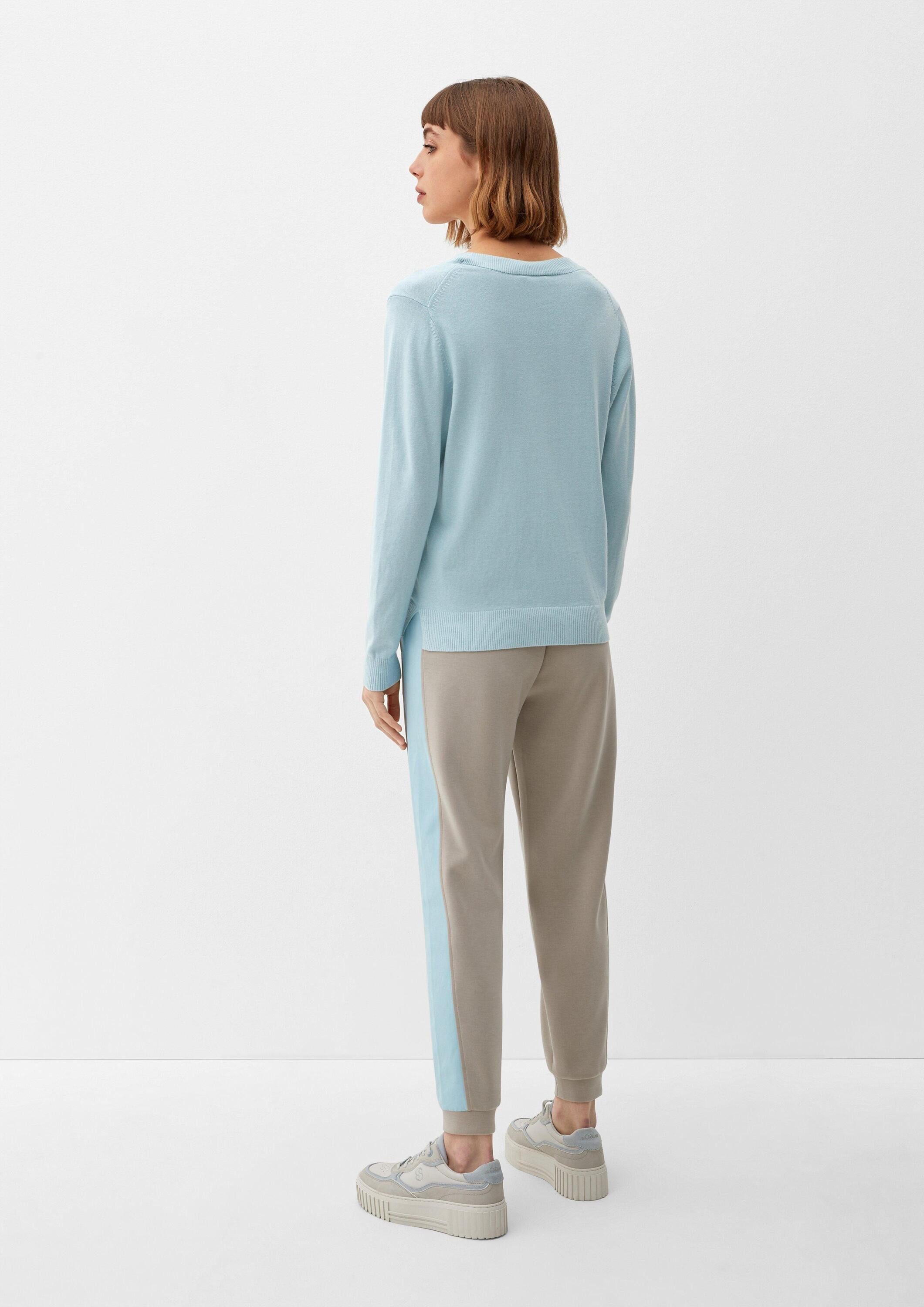 s.Oliver Longpullover Strickpullover Strickpullover mit V-Ausschnitt