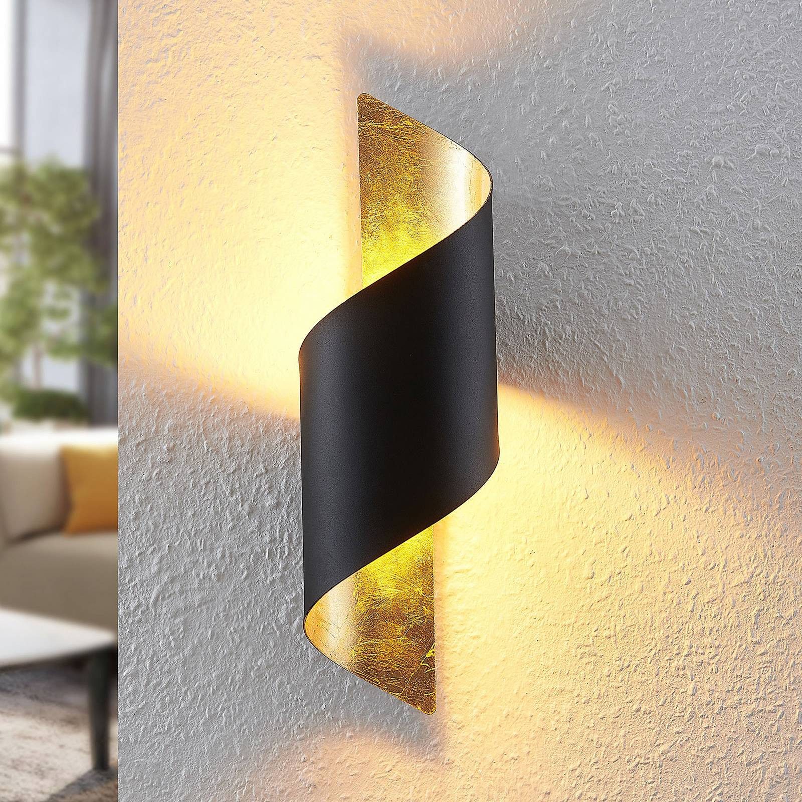Lindby Wandleuchte Desirio, Metall, Schwarz IP20, 1 x 40 W
