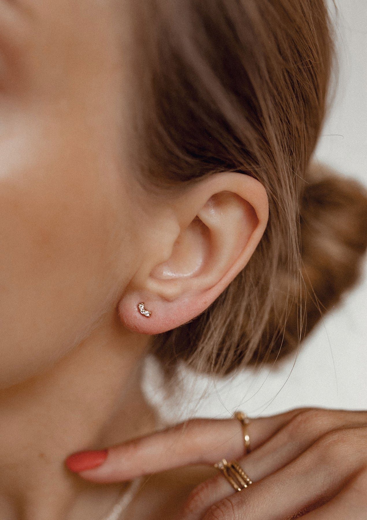 Dear Me Paar Ohrstecker Damen 585 Echtgold mit drei Zirkonia, Minimalistisc günstig online kaufen