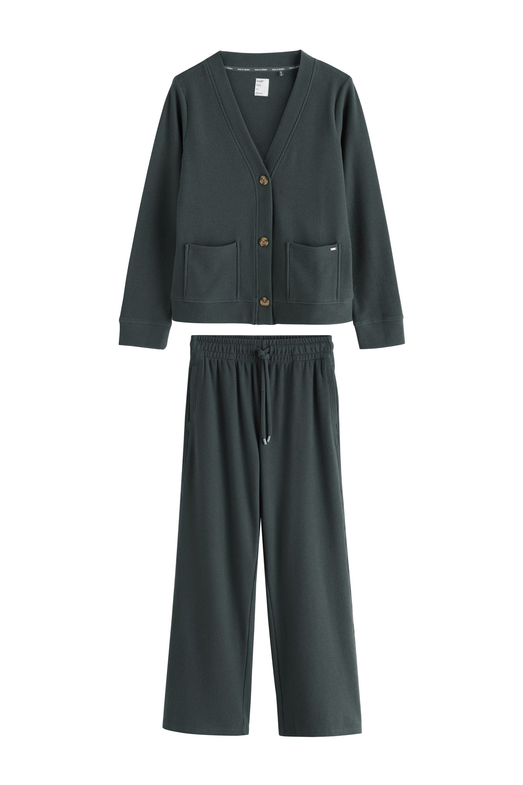 Next Top & Hose Loungewear-Set mit Strickjacke in Waffelstruktur (2-tlg)