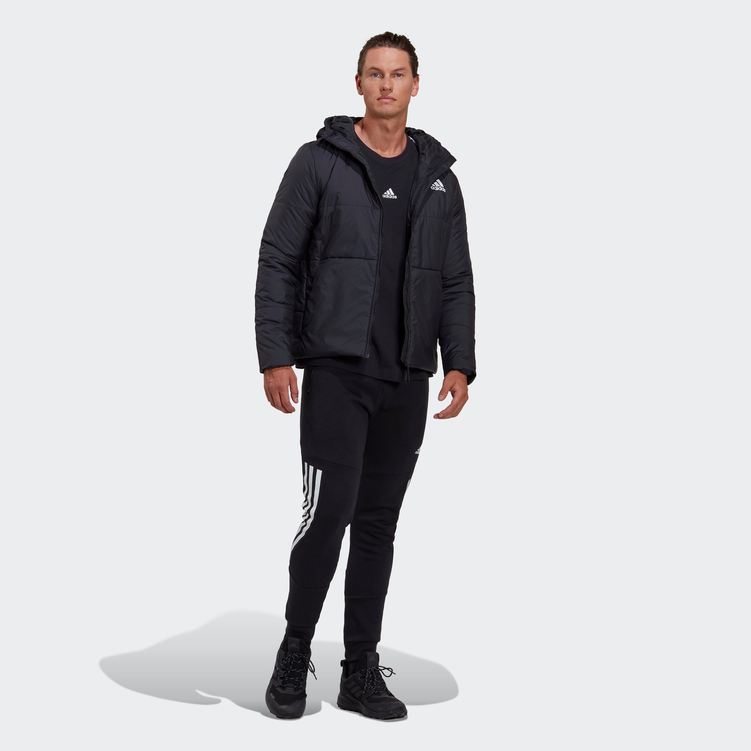INSULATED BSC schwarz HOODED Sportswear adidas 3-STREIFEN Outdoorjacke
