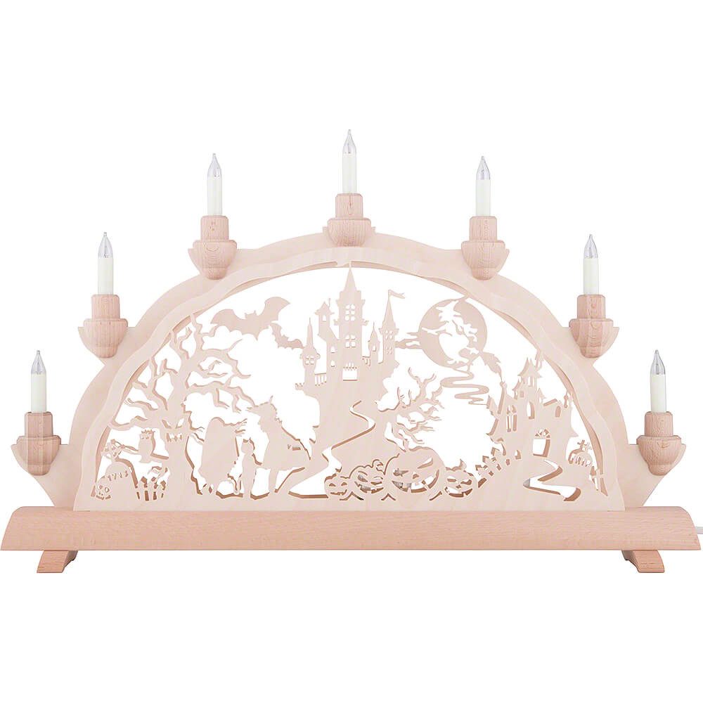 Erzgebirge-Palast Schwibbogen 3D-Doppelschwibbogen Halloween Spukschloss (50x32cm) von Schlick & Tür