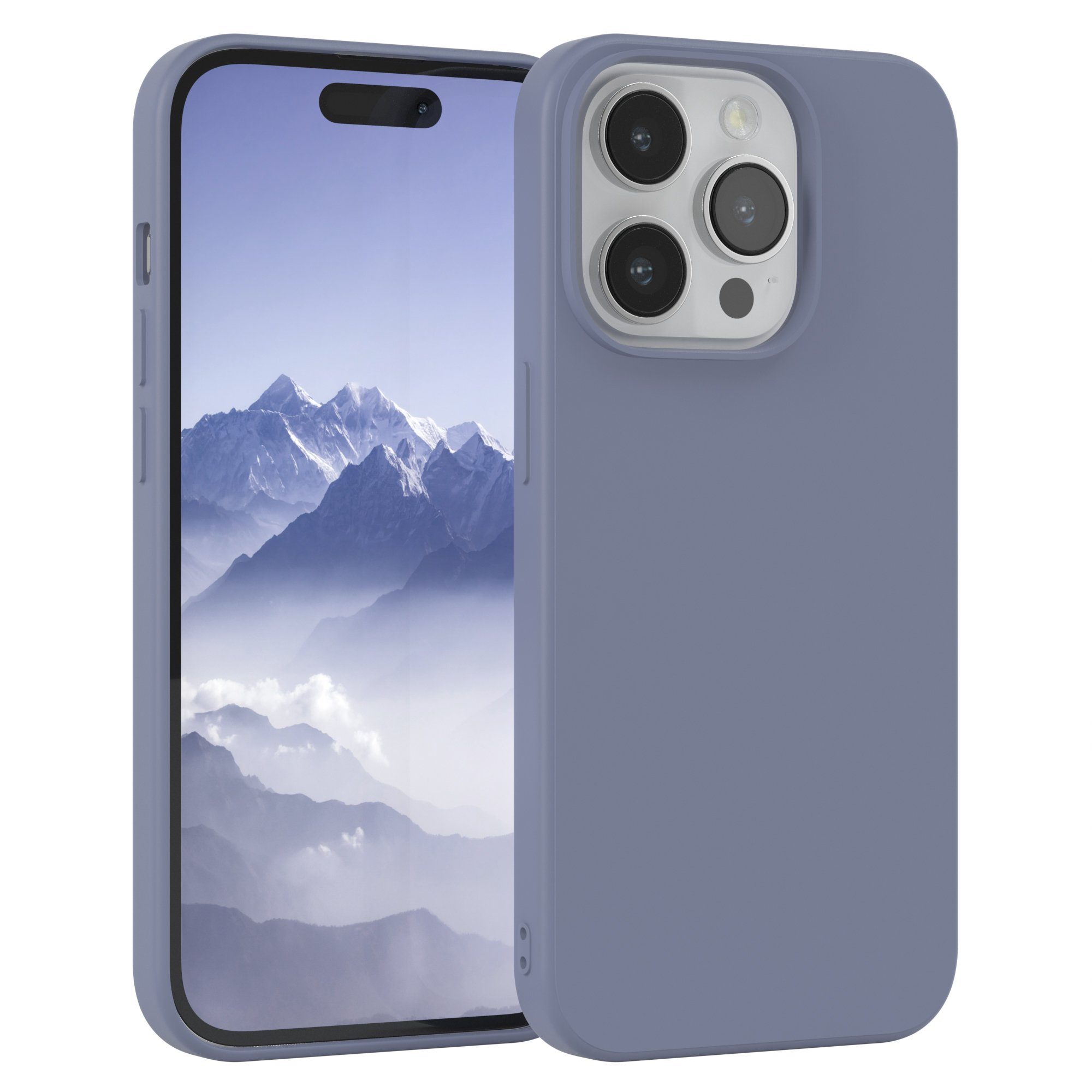EAZY CASE Handyhülle für Apple iPhone 14 Pro Hülle Silikon 6,1 Zoll, Silikon Schutzhülle mit Kameraschutz Matt Back Cover Soft Eis Blau