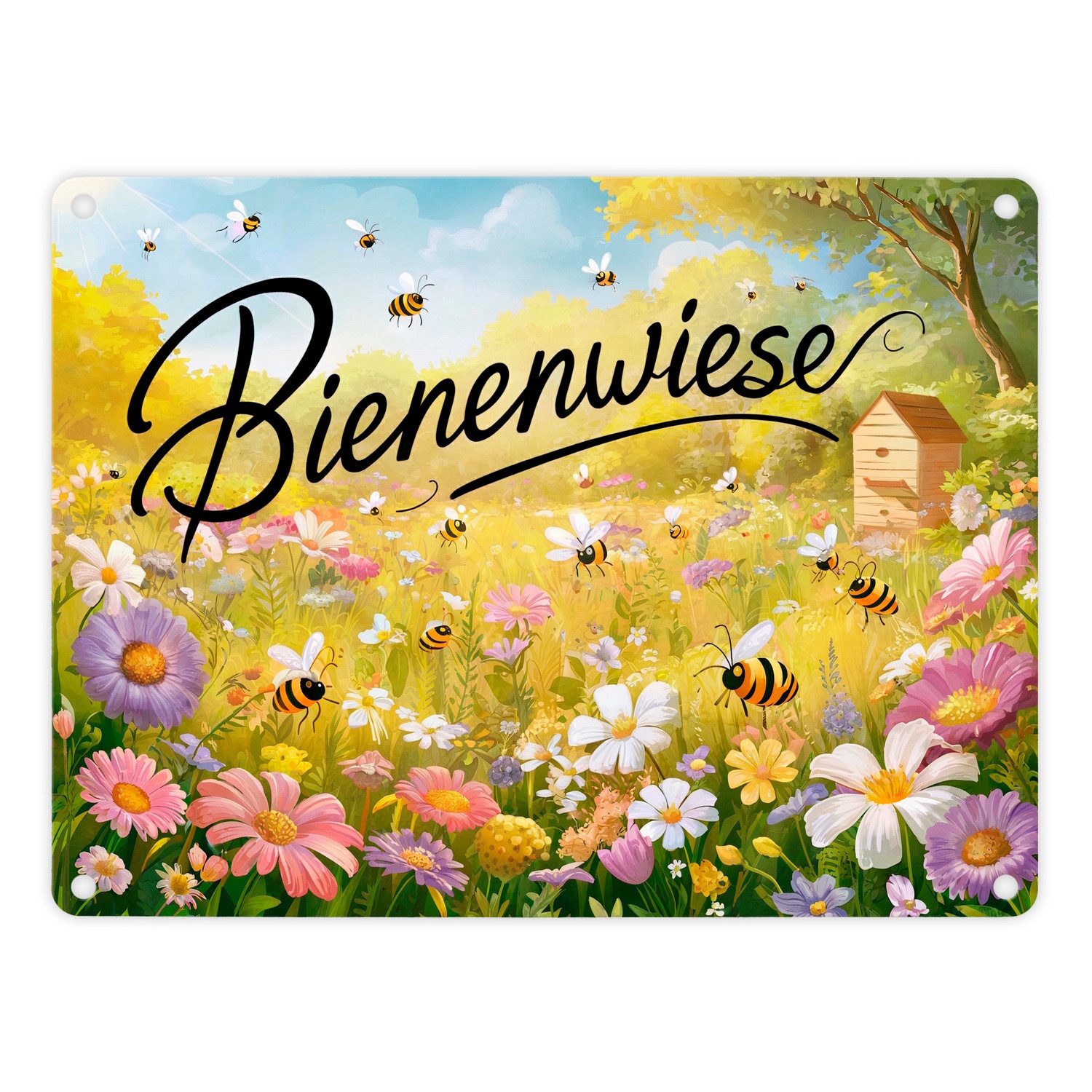 Metallschild Bienenwiese Metallschild in 15x20 cm