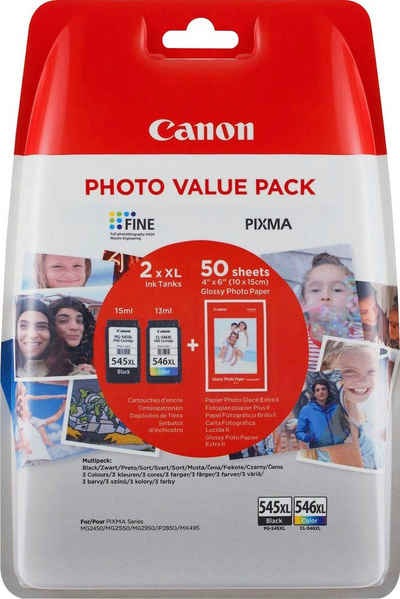 Canon PG-545XL/CL-546XL Tintenpatrone (Spar-Set, original Druckerpatrone 545 schwarz 546 cyan/magenta/gelb XL)