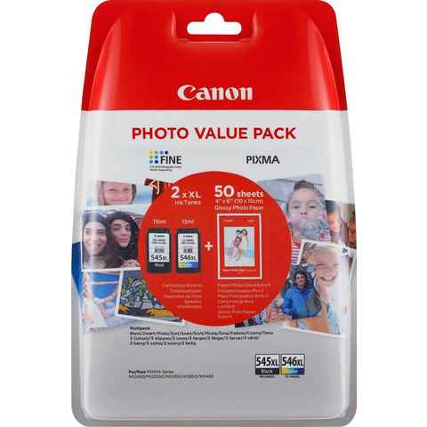 Canon PG-545XL/CL-546XL Tintenpatrone (Spar-Set, original Druckerpatrone 545 schwarz 546 cyan/magenta/gelb XL)