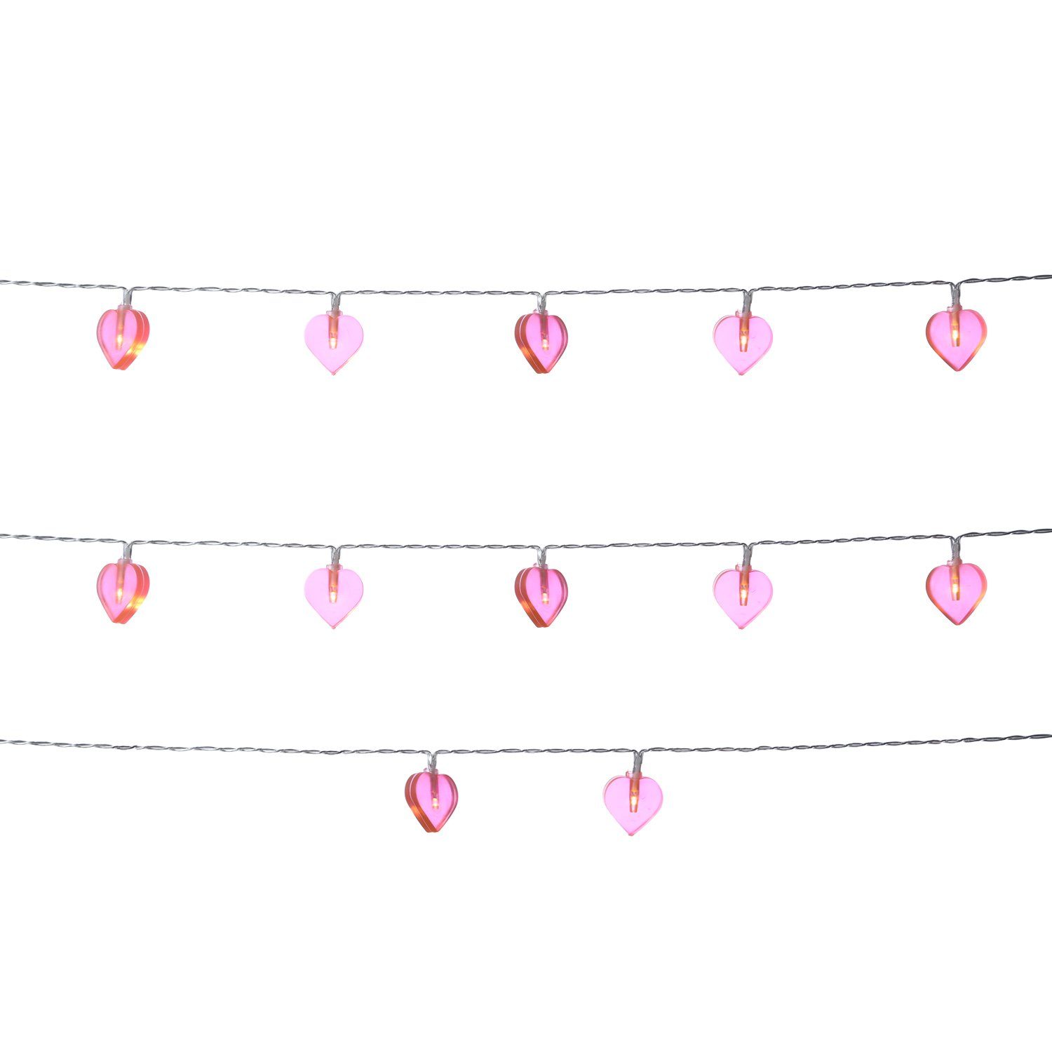 MARELIDA LED-Lichterkette LED Lichterkette Herzen 10 rosa Herzen LED Valentinstag Liebe, 10-flammig