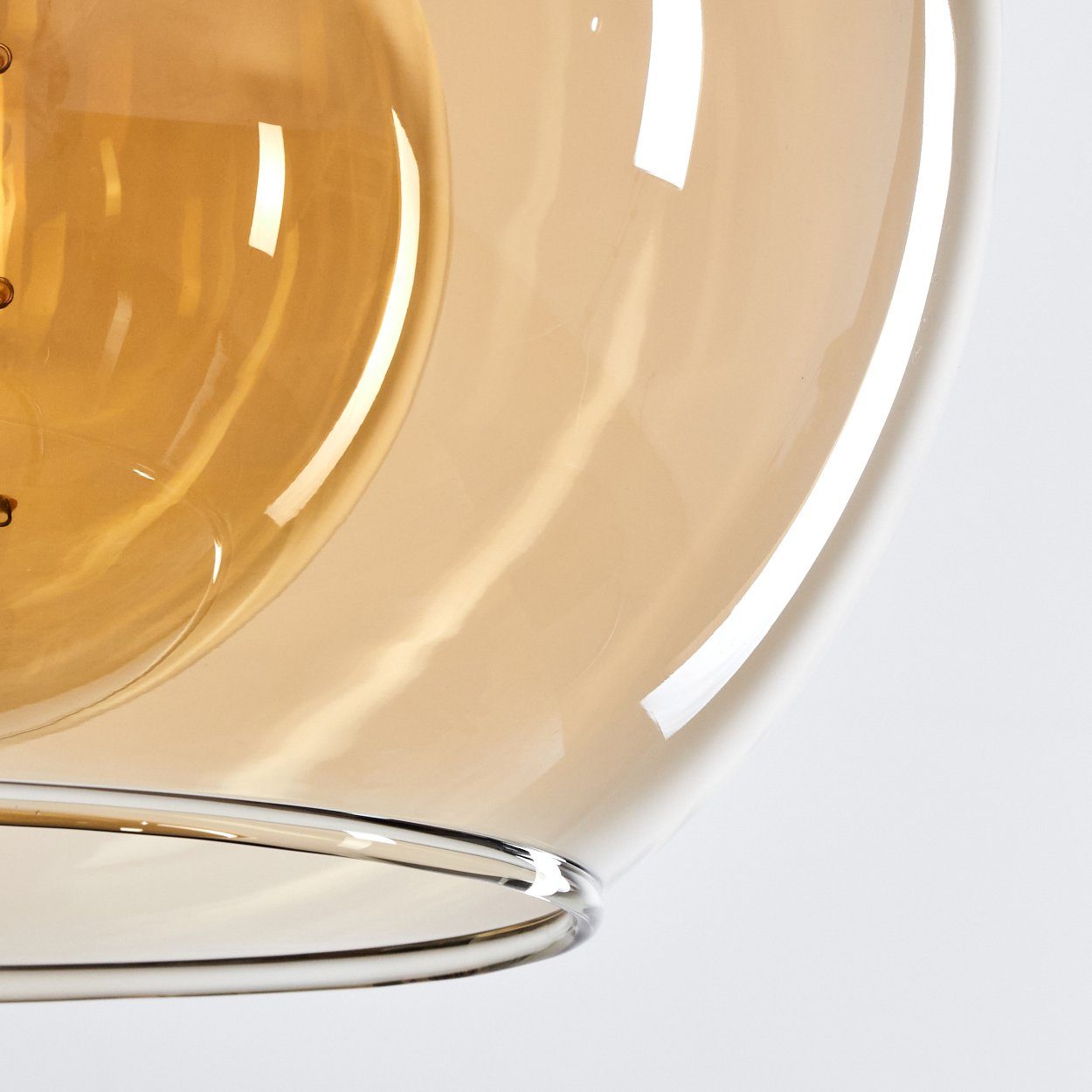 hofstein Hängeleuchte Hängelampe (25cm), mit Leuchte aus in Glas Metall/Glas aus Leuchtmittel, ohne E27 Schirm x Altmessingfarben/Bernsteinfarben, max. 149cm, Höhe 1