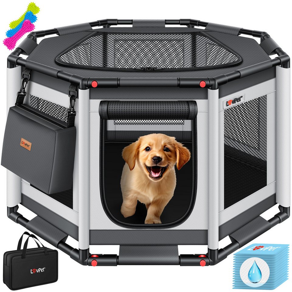 Lovpet Laufstall, für drinnen & draußen Welpenauslauf Hundekäfig