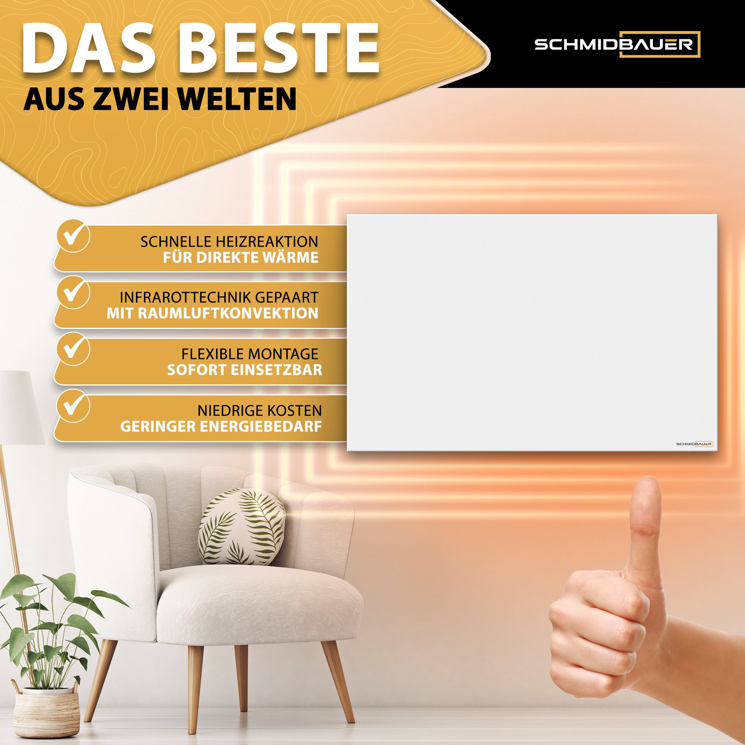 Schmidbauer Infrarotheizung Hybrid 300 -1100W Elektroheizkörper 5 Jahre Gar günstig online kaufen