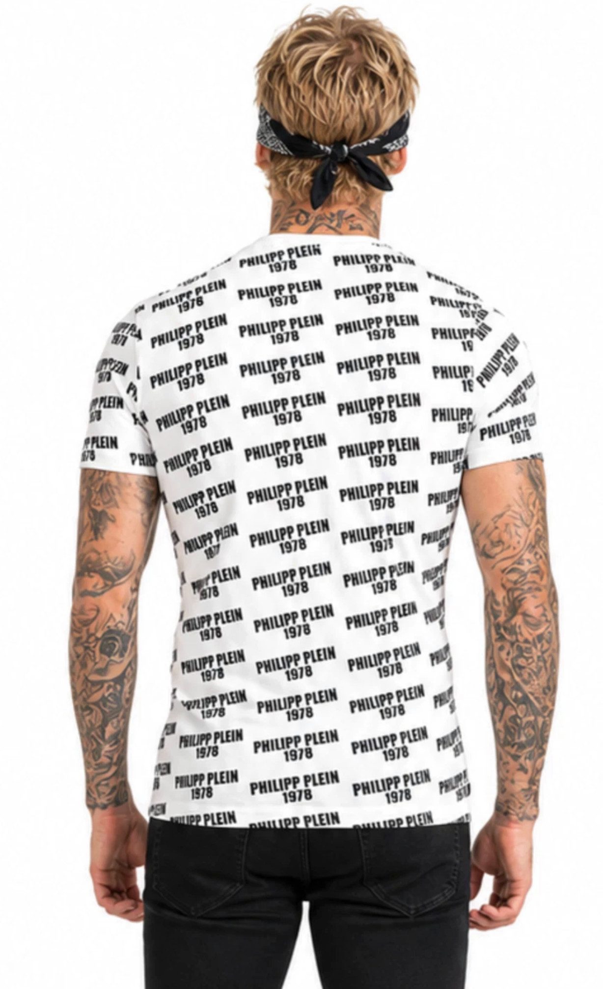 PHILIPP PLEIN T-Shirt Multi Logo Slim Fit Baumwolle Stretch Ideal für Streetwear, Freizeit, Urlaub und City-Looks – Bild 3 von 5