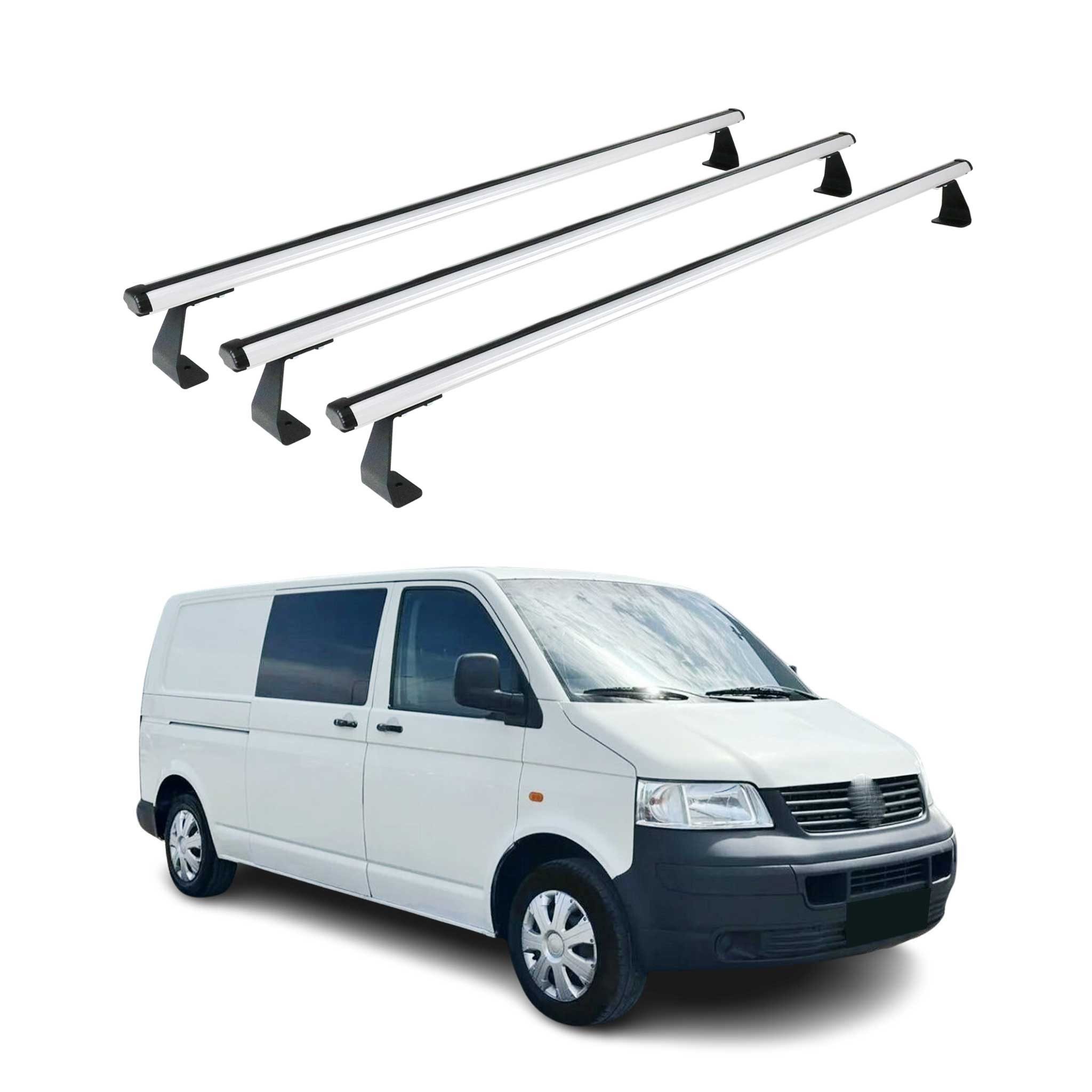 OMAC Dachträger Grundtäger für VW Transporter T5 2003-2015 75kg Alu Silber 3 tlg (3-St), Wasserbeständig,Abnehmbar,Multifunktional,Schwerbeanspruchbar
