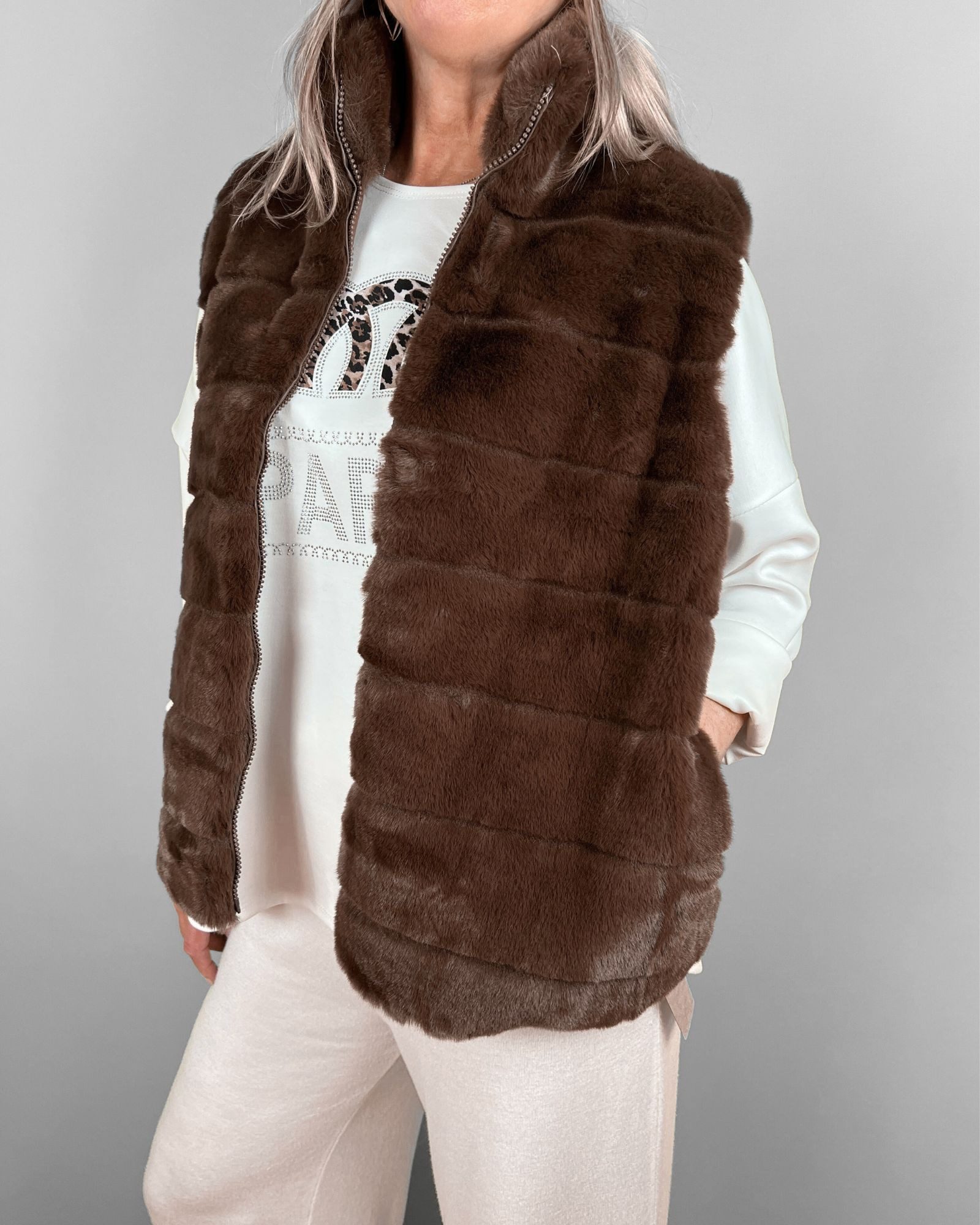 ITALY VIBES Fellweste ALESSIA - Weste - Kunstfell - modern - ONE SIZE passt günstig online kaufen