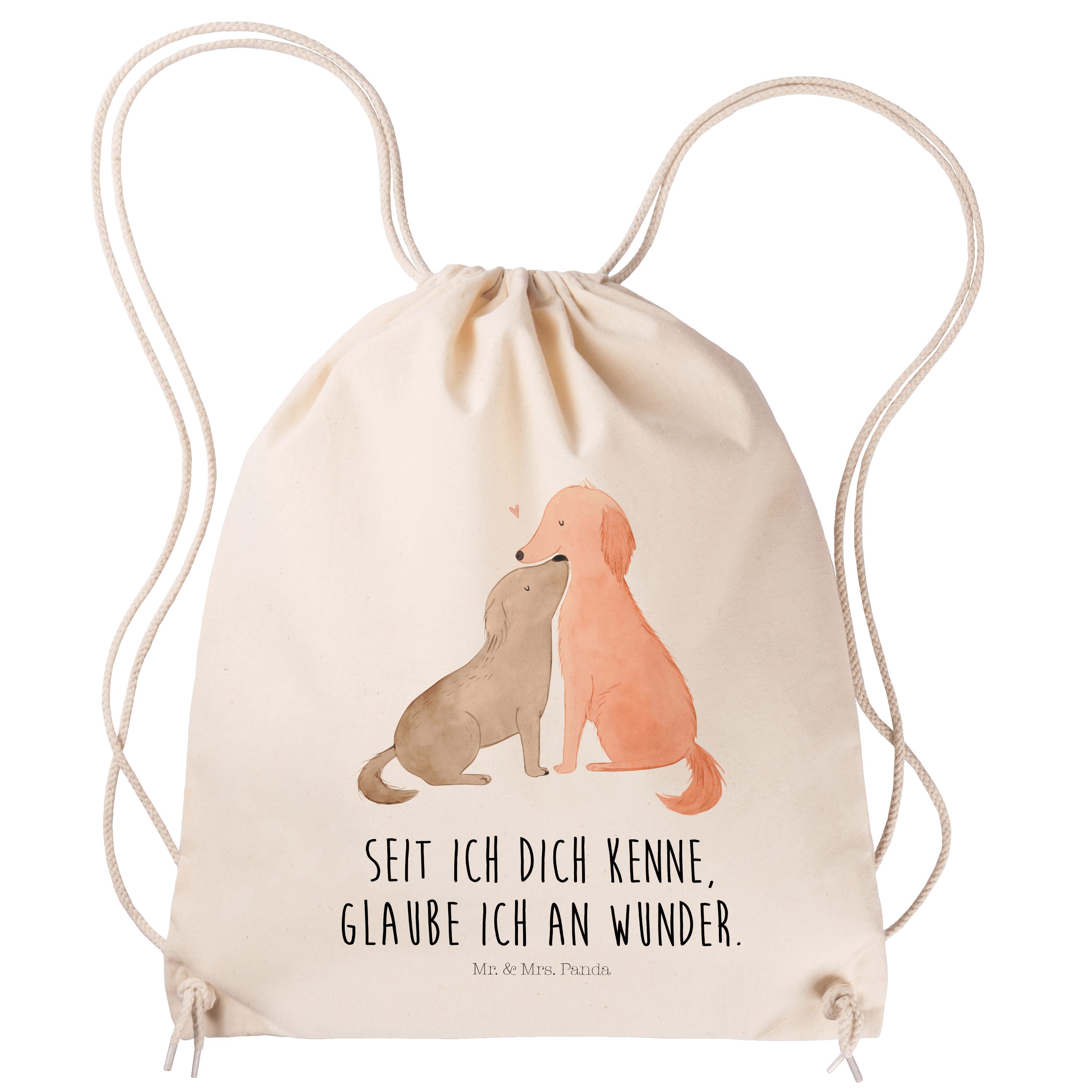 Mr. & Mrs. Hunde Liebe Sportbeutel (1-tlg) Geschenk, - Panda Kinder, Sporttasche - Liebespaar, Transparent