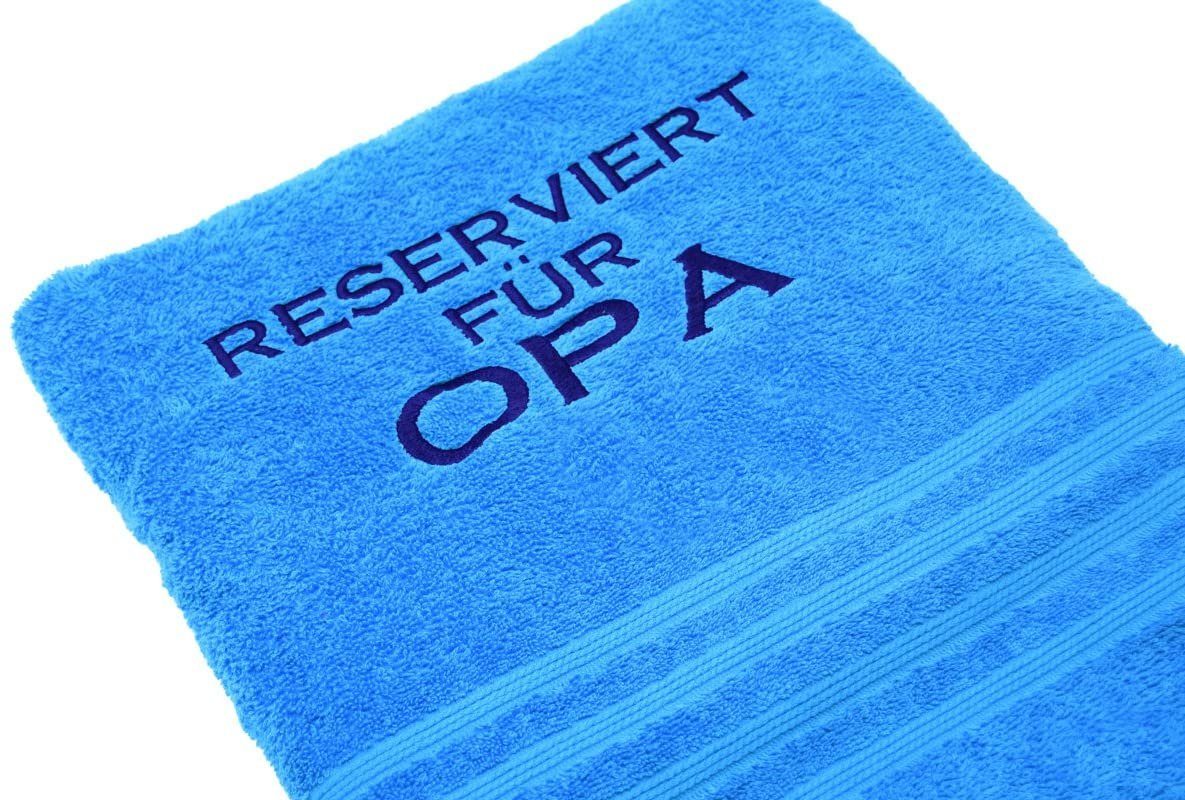 Lashuma Duschtuch Reserviert für Opa, Frottee (1-St), Großes Handtuch Bestickt, Badehandtuch 70x140 cm Capri Blau