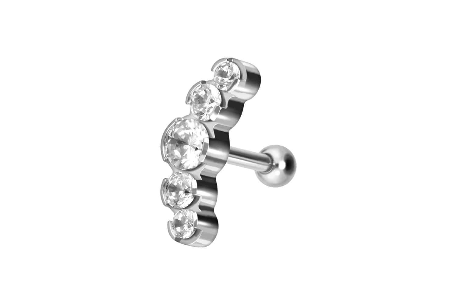 Piercing-Set Titan Ohrpiercing 5 EINGEFASSTE KRISTALLE