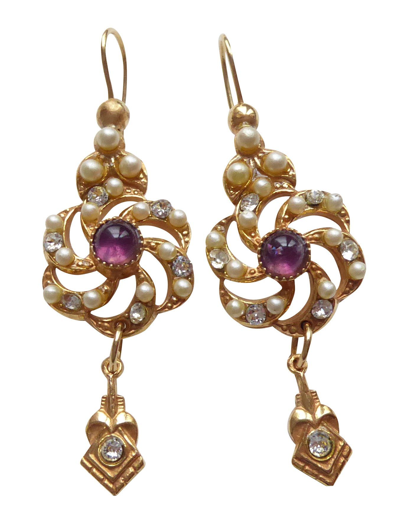 Mugello Paar Ohrhänger Callas Amethist Abendohrringe schönes Geschenk festlich, Handarbeit aus kleiner florentinischen Manufaktur, Vintageschmuck