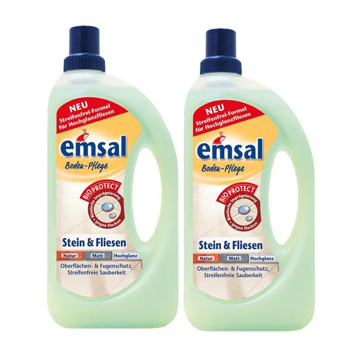 emsal 2x emsal Boden-Pflege Stein & Fliesen 1 Liter mitBioprotect Oberfläche Fussbodenreiniger