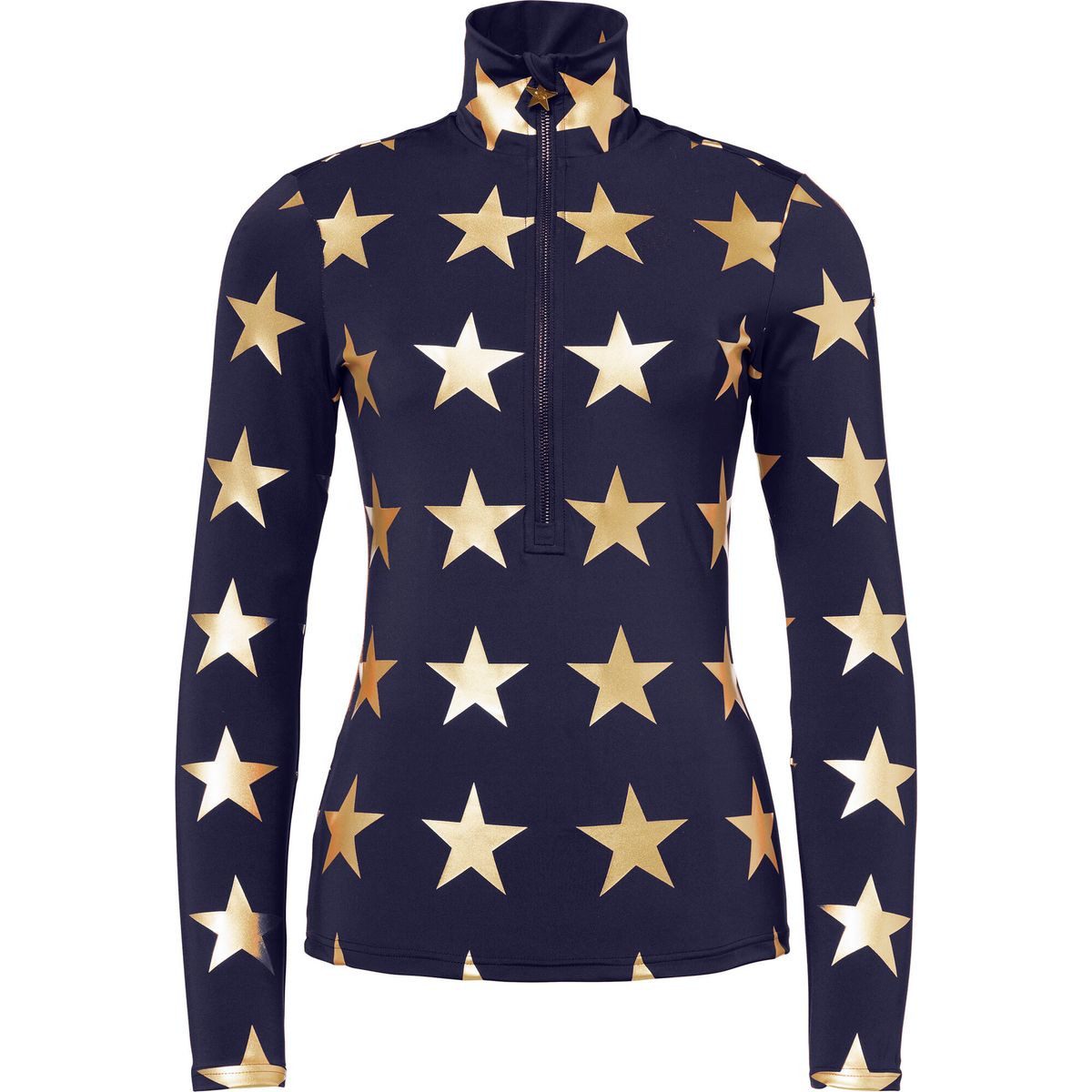 Goldbergh Kapuzenpullover Lunaria Ski Pully Eleganter Ski-Pully mit Denim-Optik und Swarovski-Kristallen für