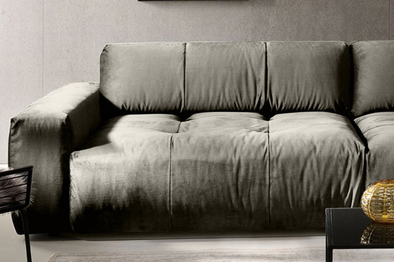 KAWOLA 3-Sitzer PALACE, Sofa Velvet silber Sitztiefenverstellung mit versch. Big Farben