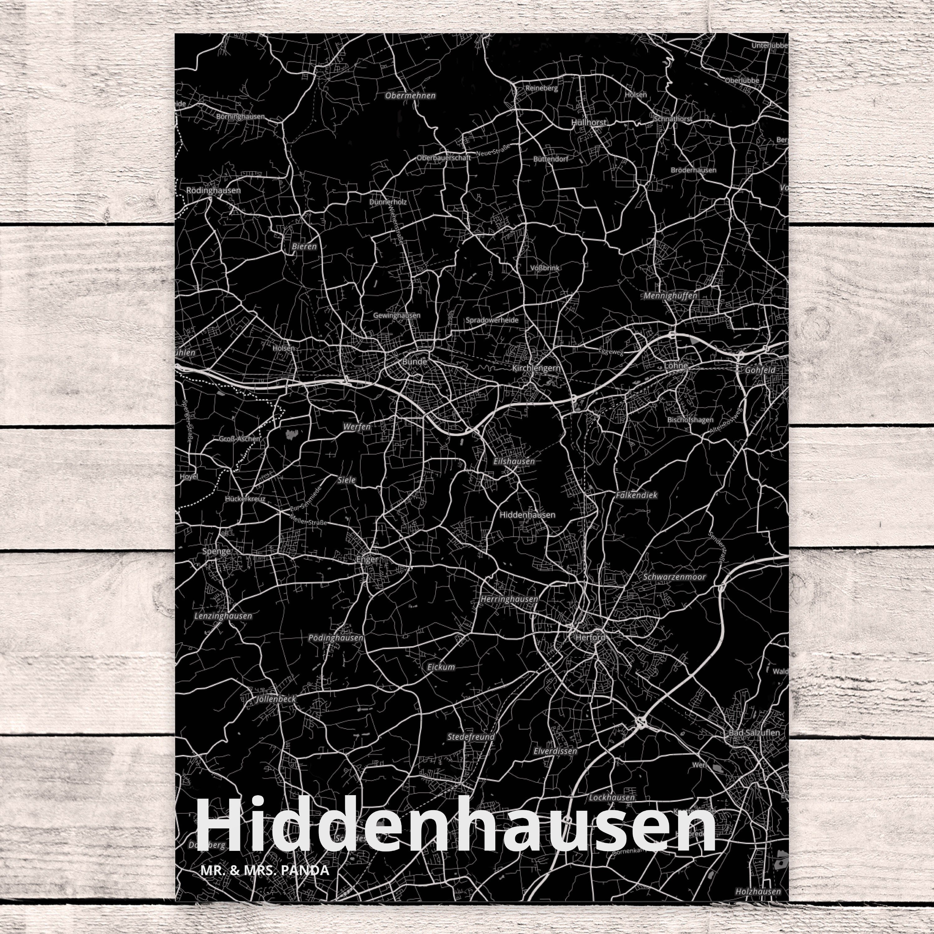 Mr. & Mrs. Panda Einladungskarte Ort, - Stadt, Hiddenhausen Städte, Postkarte Geschenk, Karte