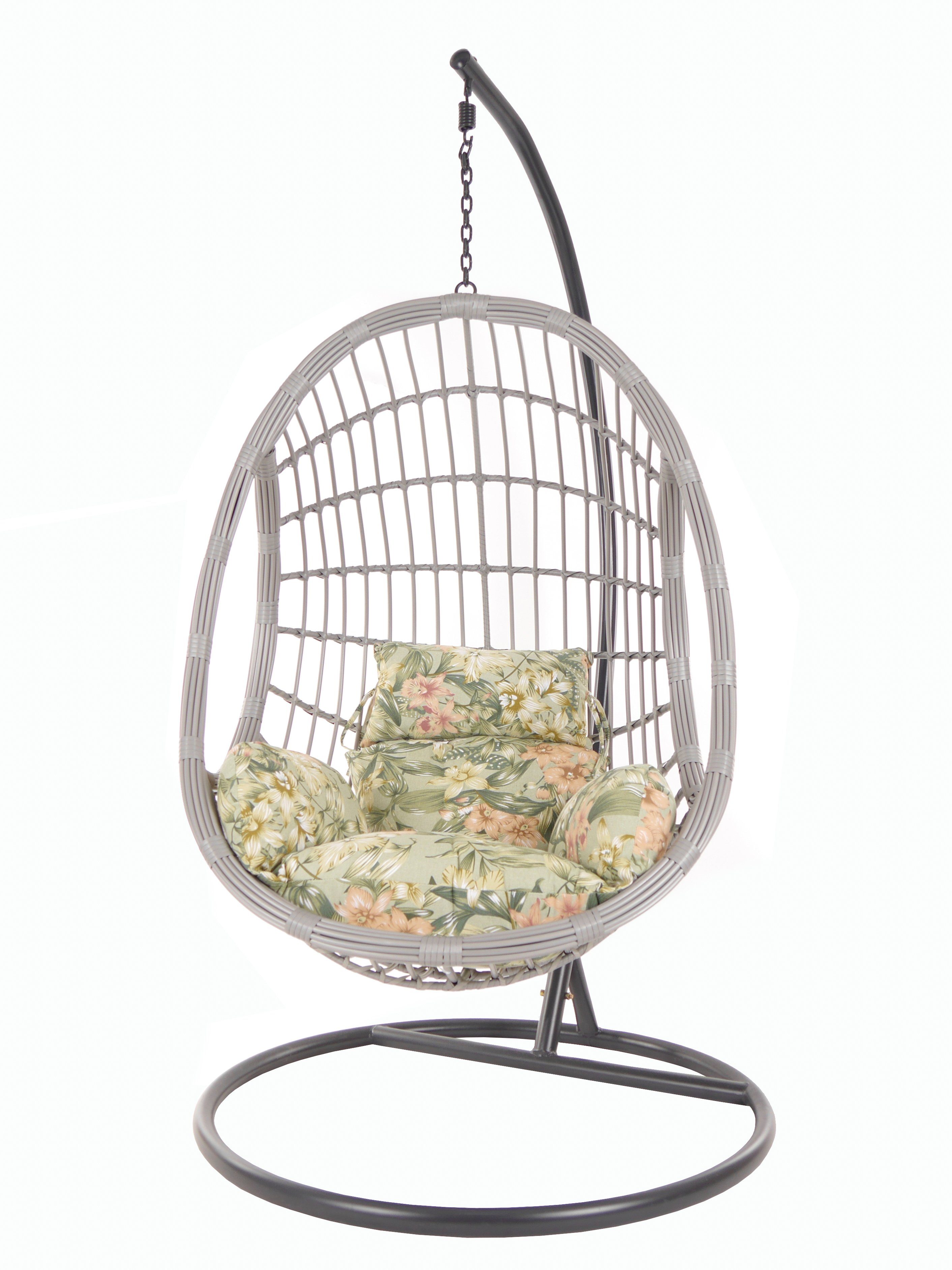 blumenmuster und lightgrey, mit tropical (5101 garden) Chair, Kissen Gestell Loungemöbel, Hängesessel PALMANOVA KIDEO Swing Hängesessel