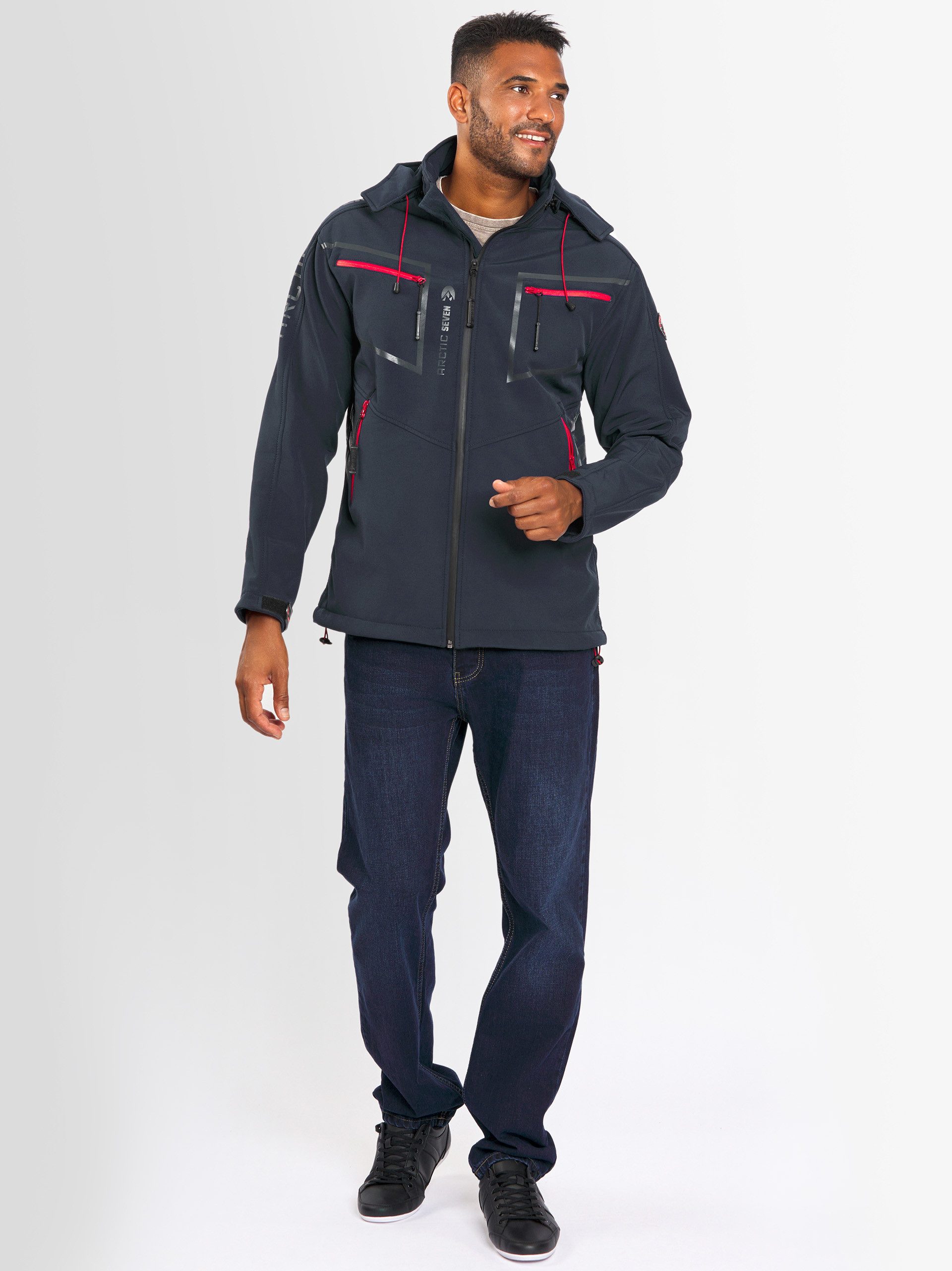 Arctic Seven Softshelljacke ASPierr sportliche Outdoor Funktionsjacke mit abnehmbarer Kapuze