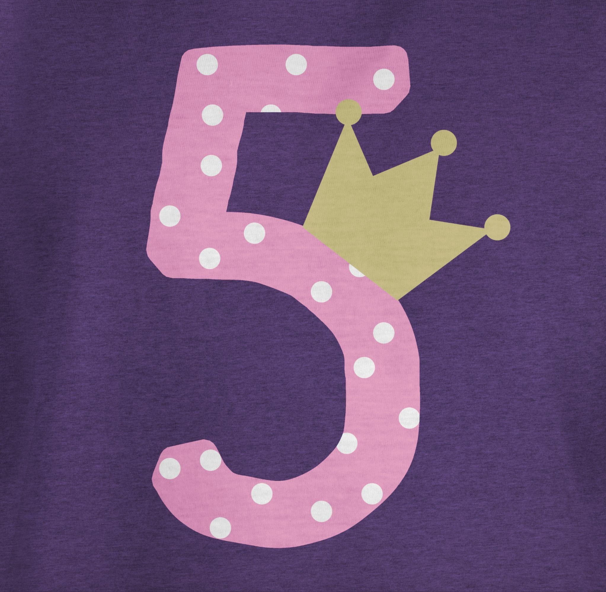 Krone 5. Shirtracer Fünfter Meliert Fünf Geburtstag T-Shirt Mädchen 2 Lila