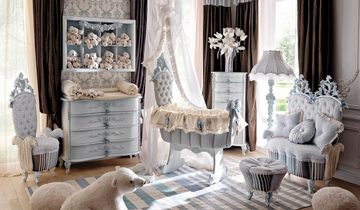 Casa Padrino Kindersessel Luxus Barock Kindersessel Grau / Mehrfarbig / Hellblau - Prunkvoller Kinderzimmer Sessel im Barockstil - Barock Kinderzimmer Möbel - Erstklassische Qualität - Made in Italy