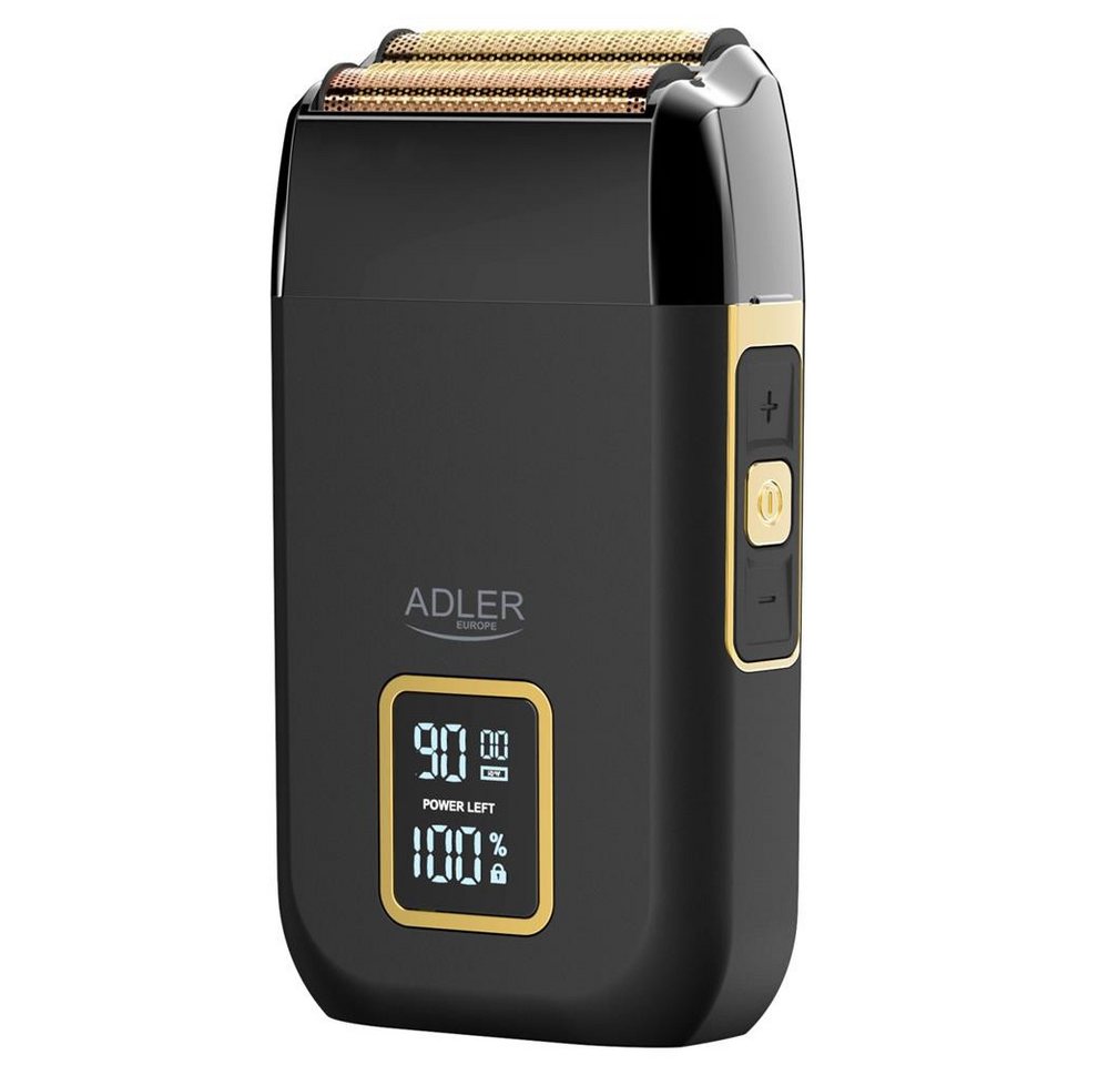 ADLER EUROPE Elektrorasierer AD 2947 Profi-Folienrasierer mit 3 Stufen, LCD, USB-C, Dual-Doppelkopf, Manuelle Reinigung mit der mitgelieferten Reinigungsbürste, Rasierer mit Öl, Reinigungsbürste, Klingenschutz und USB-C-Kabel, Titanbeschichtung, Großlochfolie, 120 Min Laufzeit, Reinigungsbürste