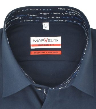 MARVELIS Businesshemd Businesshemd - Modern Fit - ELA - Einfarbig - Dunkelblau