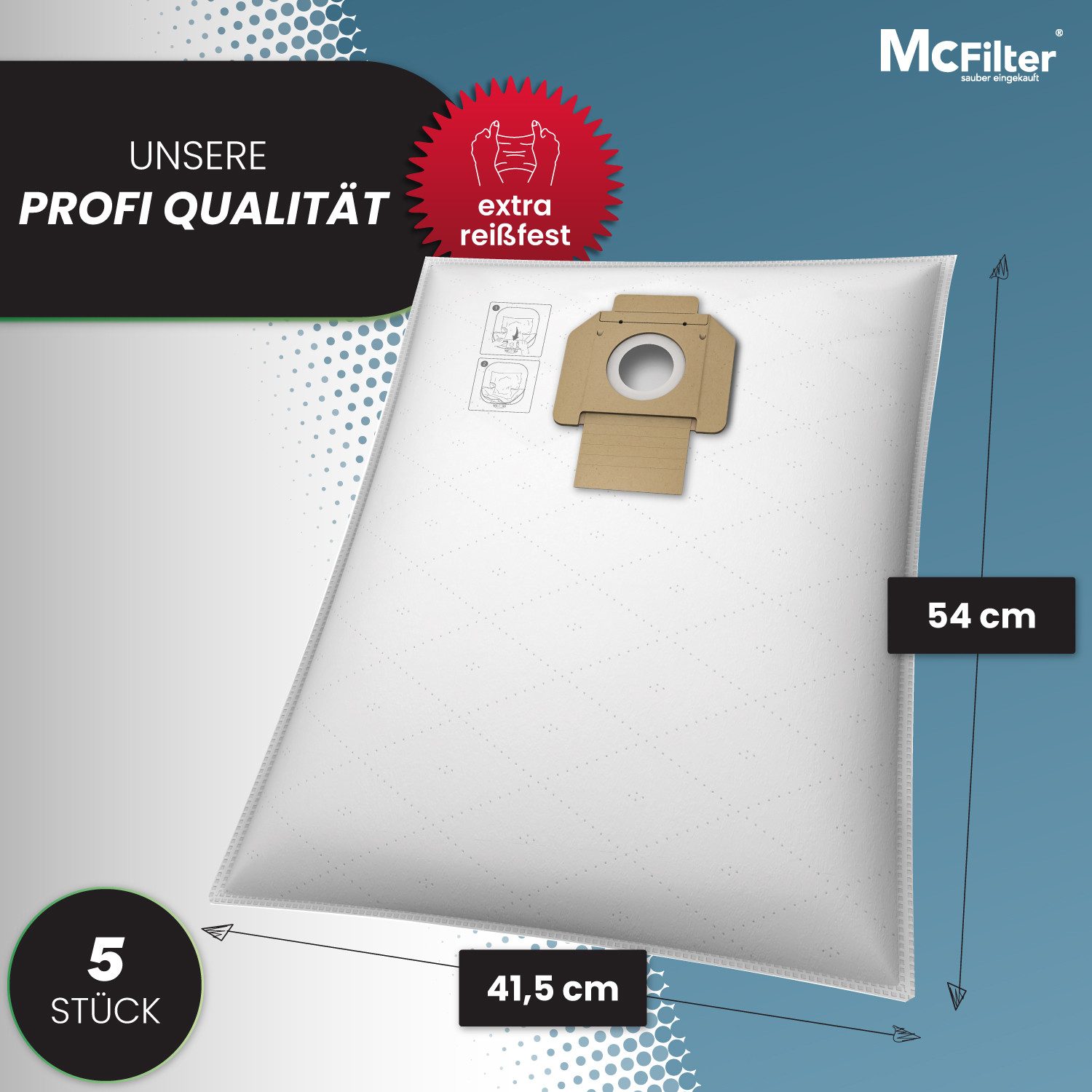 McFilter Staubsaugerbeutel Staubbeutel, passend für Bosch GAS 35 L AFC, GAS 35 M AFC und GAS 35 L SFC+ 2607432037, 5 St., Staubsaugerbeutel extra reißfest