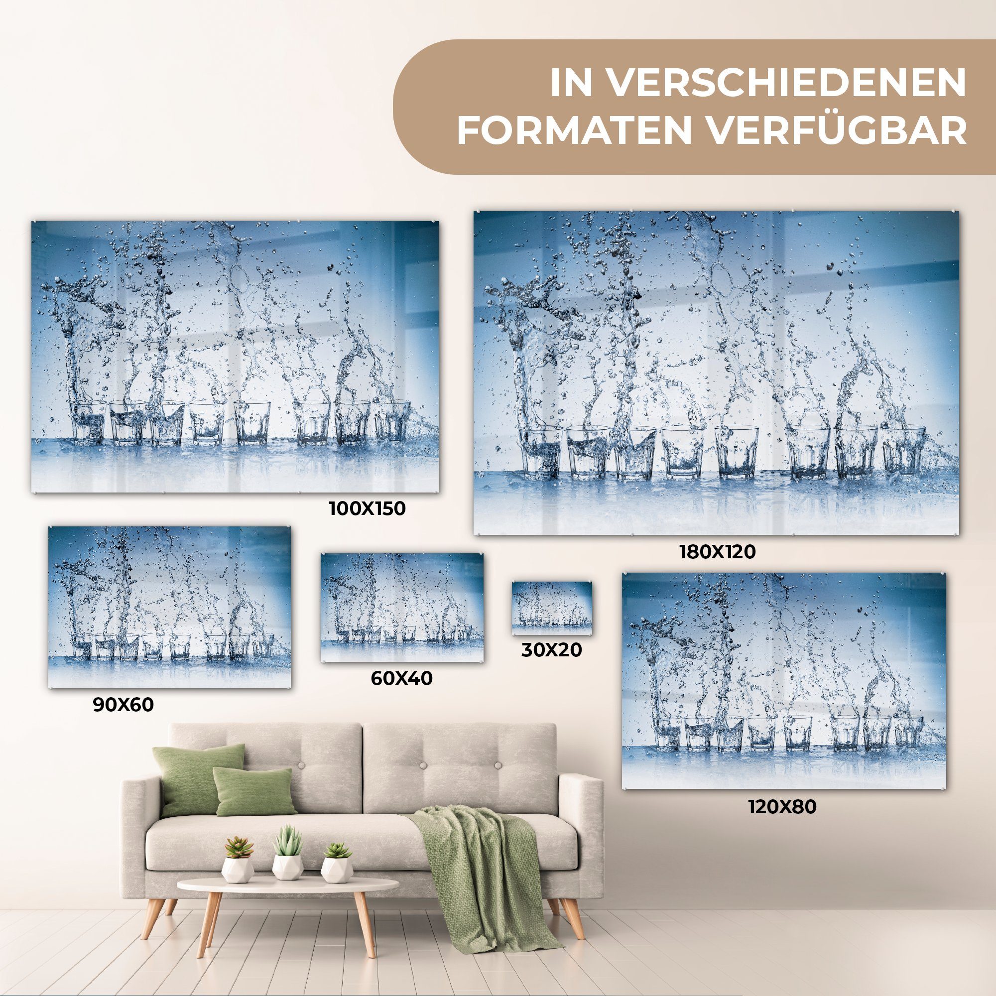 & St), MuchoWow Gläser Schlafzimmer spritzen, Acrylglasbilder in Wasser Wohnzimmer Acrylglasbild (1