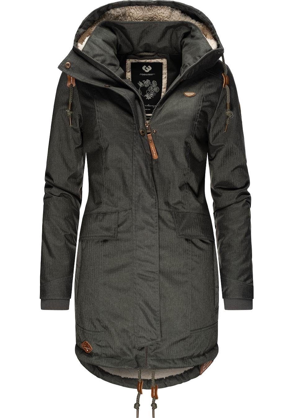 Ragwear Winterjacke Tunned stylischer Winterparka mit Teddyfell Innenfutter