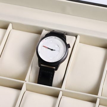 Retoo Uhrenbox Uhrenbox Schaukasten Uhrenkoffer Uhrenkasten Uhrenschatulle 10 Uhren (Set, Uhrenbox), Uhrenschutz, Hohe Verarbeitungsqualität, Kompakte Abmessungen