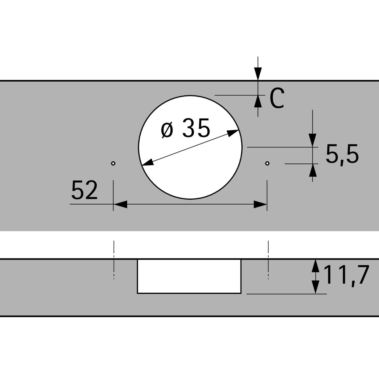 Thumbnail - Hettich Türbeschlag Intermat 110°-Scharnier 9943 vorliegend, 110° TH52