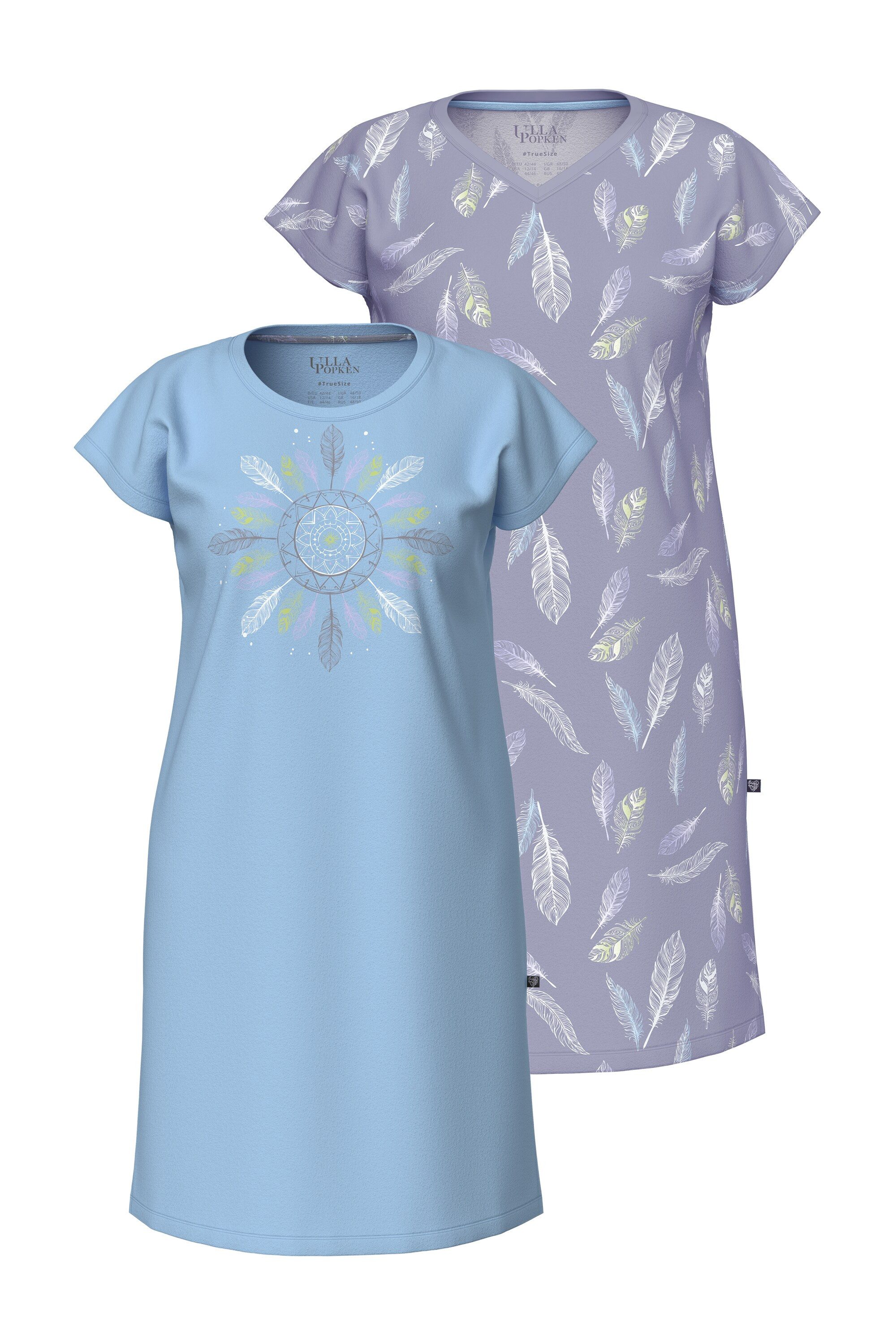 Ulla Popken Bigshirt Bigshirts 2er-Pack Federn Rundhals/V-Ausschnitt