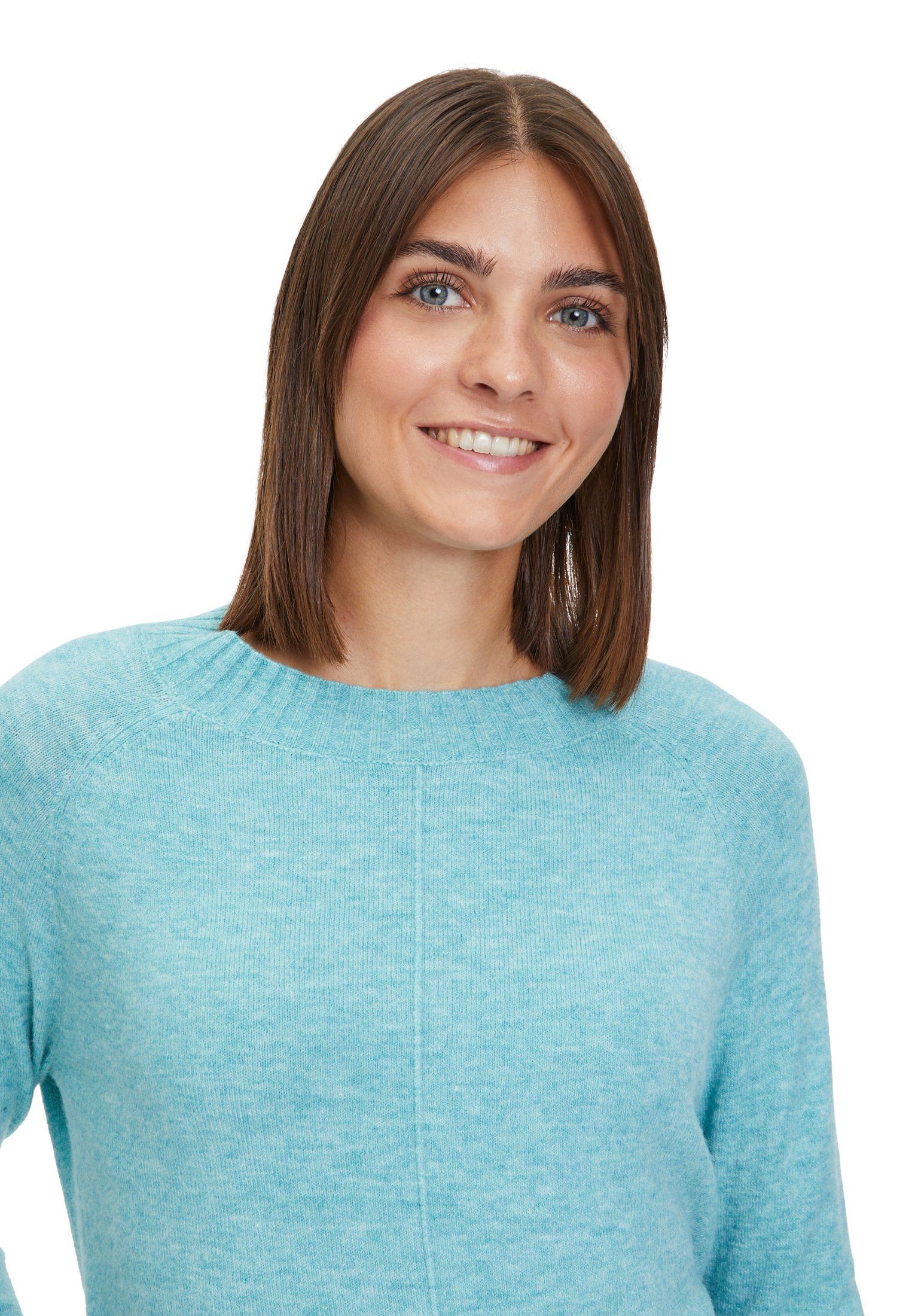 mit Betty Barclay Rundhalsausschnitt Strickpullover Turquiose Melange (1-tlg) Material Light Betty&Co