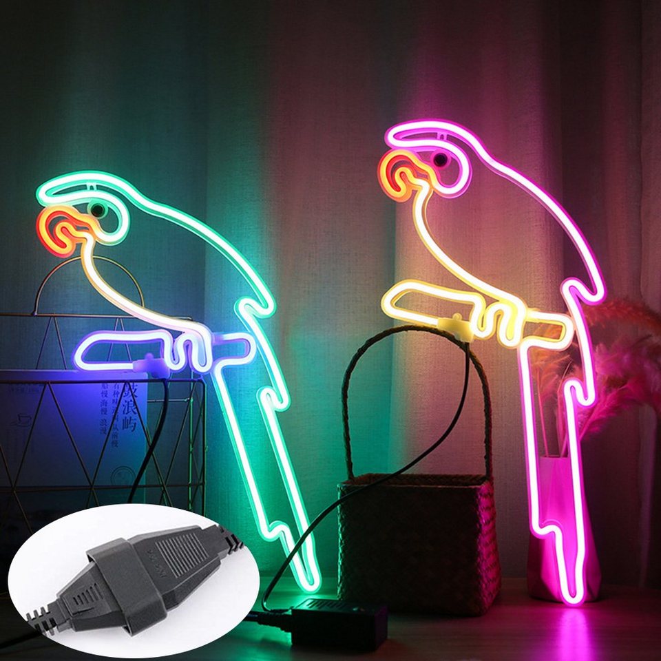 Sunicol LED Dekolicht Papagei LED Neon Licht, Großes Format, 8  Beleuchtungsmodi, Wasserdicht, LED Neon Sign, Multicolor, 1 Paar