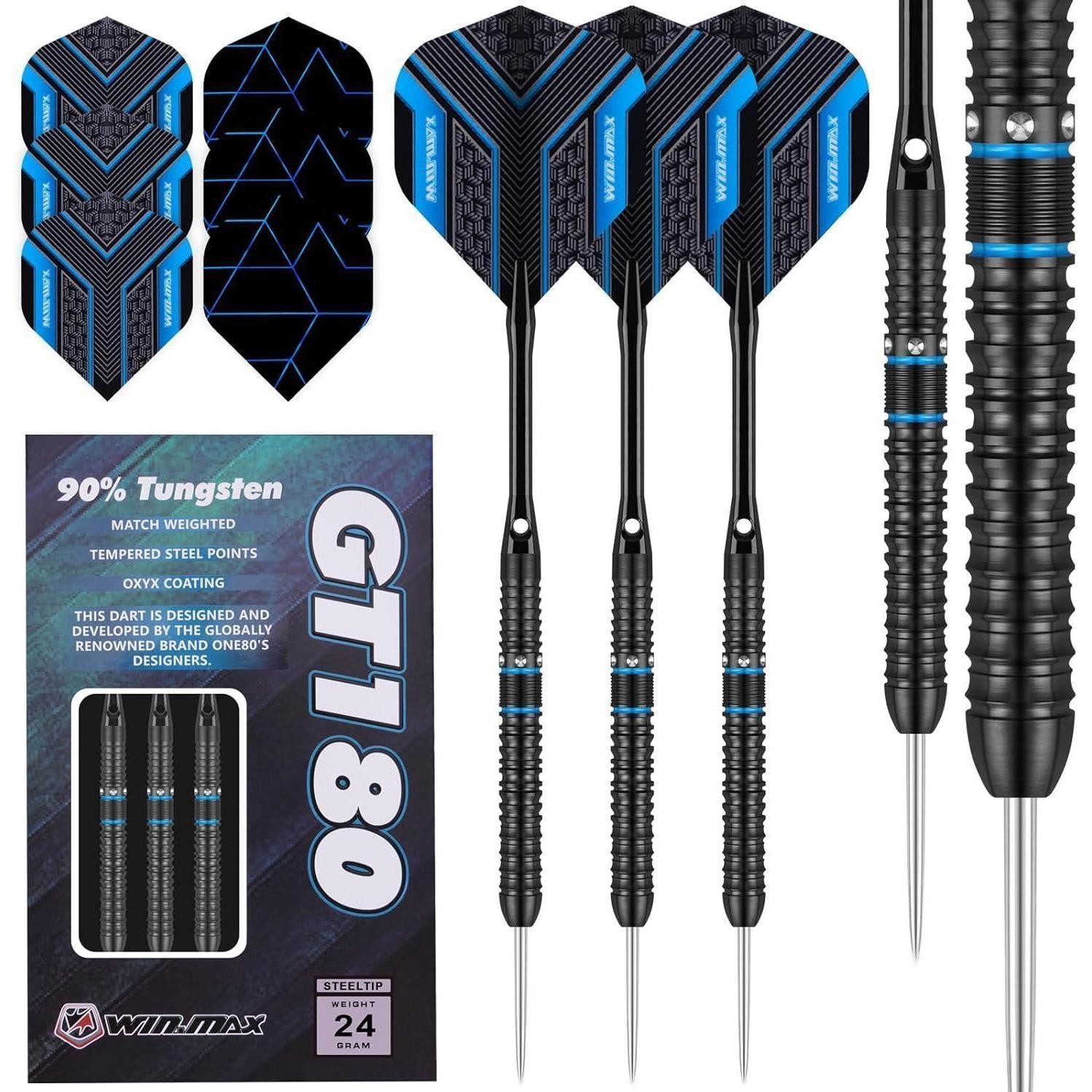 LuxusKollektion Dartpfeil Dartpfeile 90% Tungsten Metallspitze 3 Stück 16-28g Schwarz