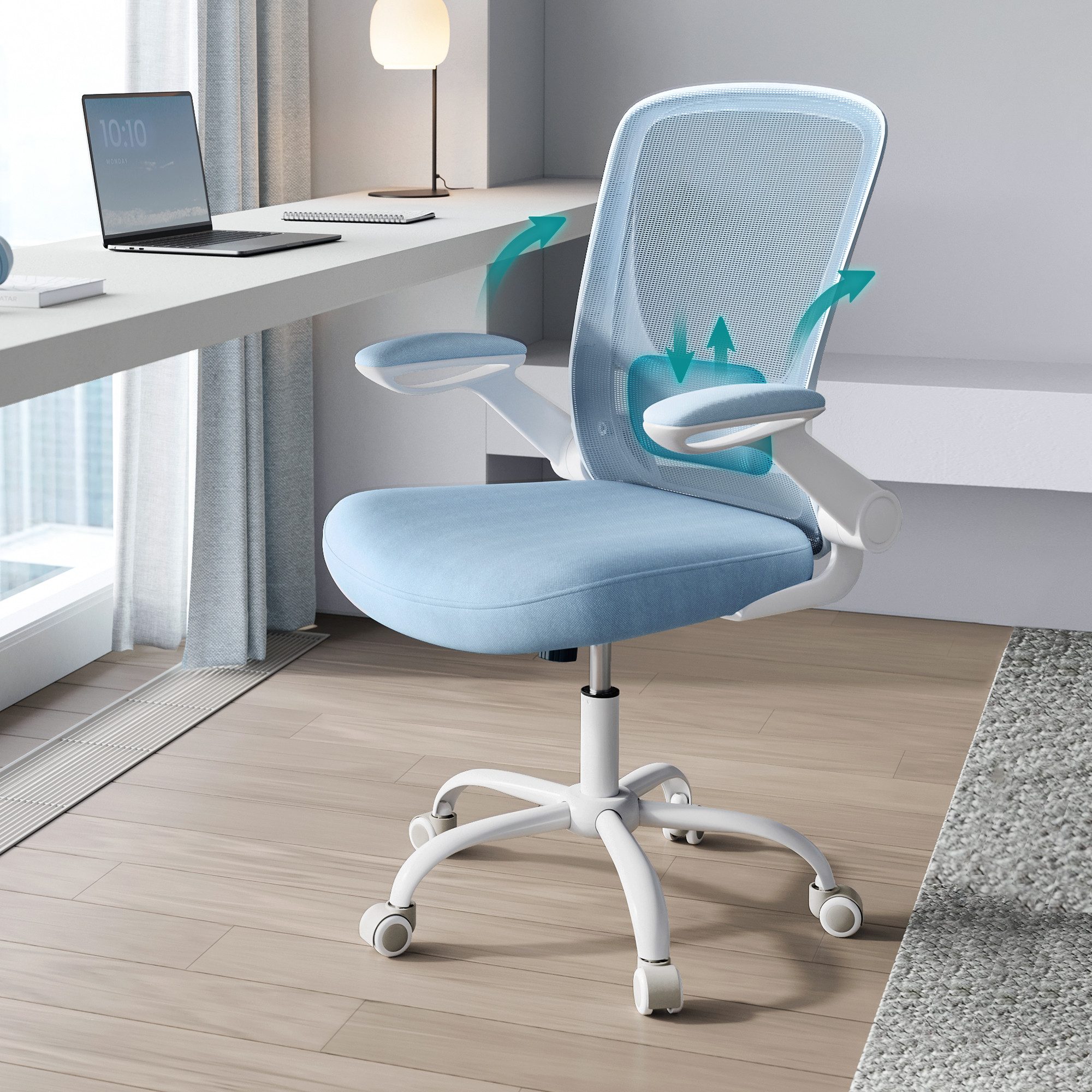 SONGMICS Bürostuhl, ergonomisch, Drehstuhl mit Mesh, Wippfunktion, klappbar günstig online kaufen