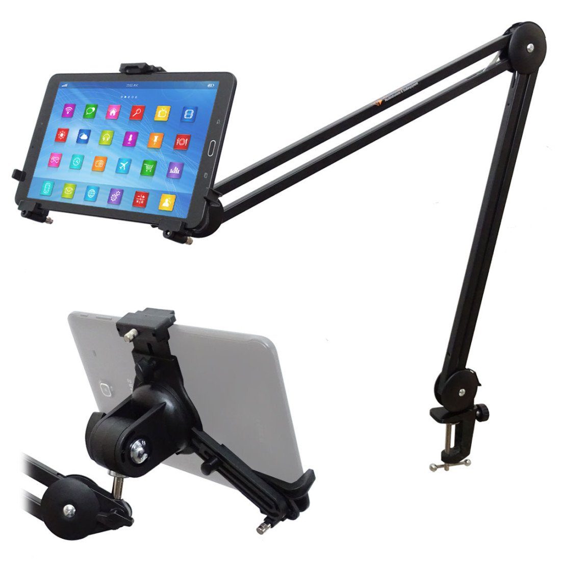 König & Meyer Tablet-Halterung K&M 19790 Tablet-PC-Halter mit Gelenkarm Schwarz, (bis 13 Zoll, für Stativ, Universal, mit Gelenkarm Schwarz)