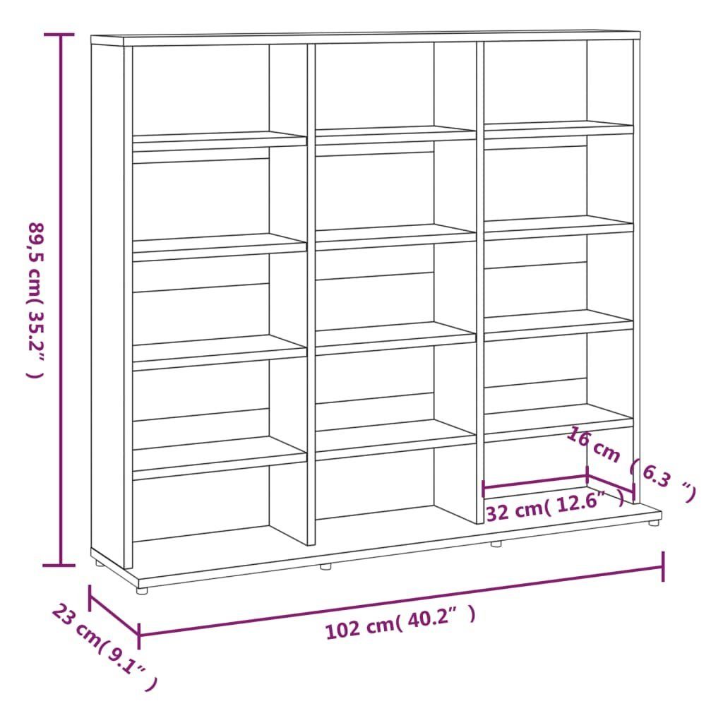 vidaXL CD-Regal CD-Regal Holzwerkstoff, Räuchereiche cm 1-tlg. 102x23x89,5