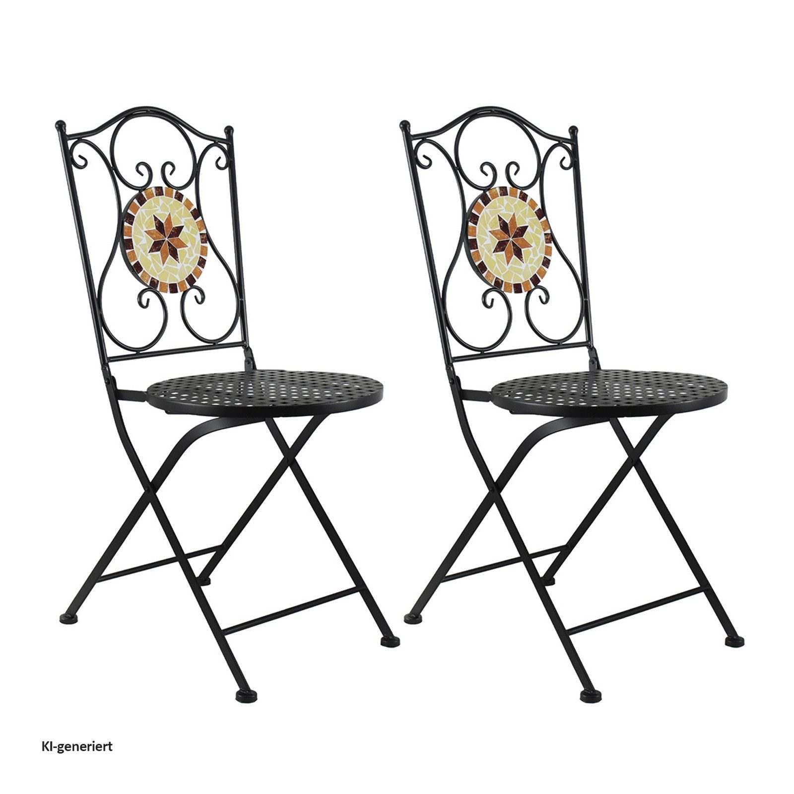 HTI-Living Gartenstuhl Gartenstuhl 2er-Set Metall Schwarz Kairo (Set, 2 St), Klappstühle