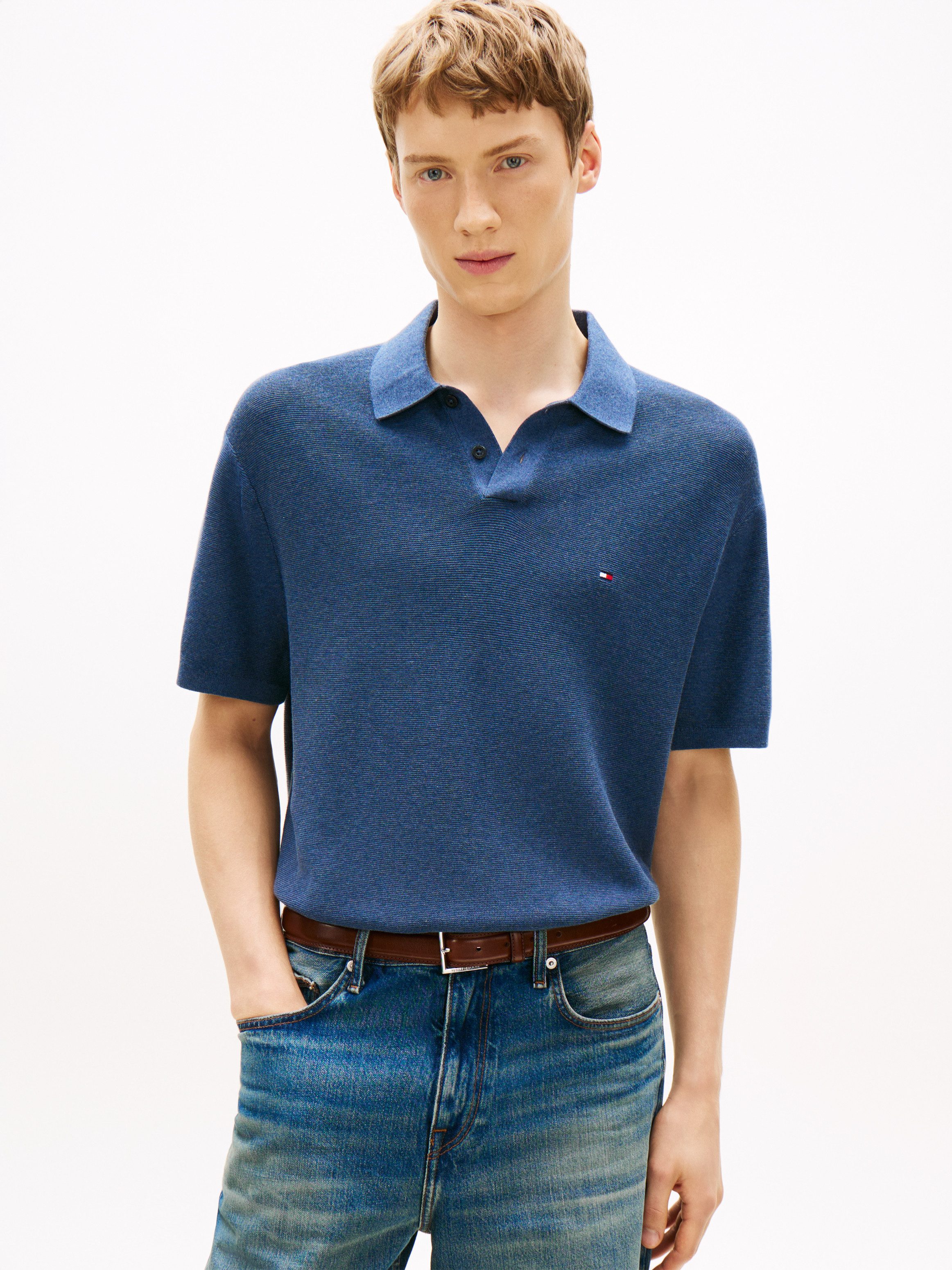 Tommy Hilfiger Polokragenpullover COOL TOUCH STRUCTURE Regular fit mit Polokragen