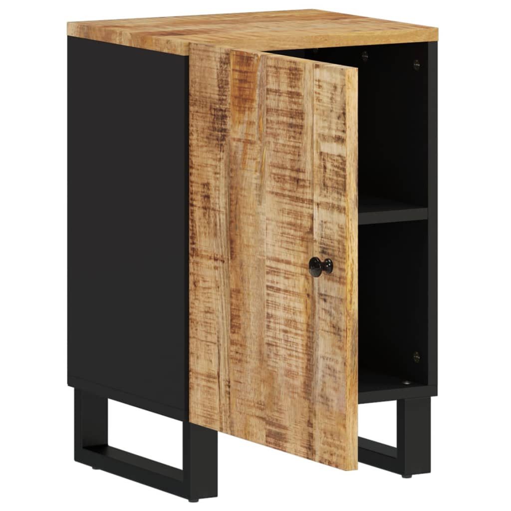 furnicato Badkommode Badschrank aus Vollholz mit Eisenbeinen 38x33x58 cm in Naturfarbe, Stabiles Badezimmermöbel mit zwei Fächern und flexibler Türmontage