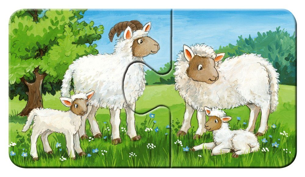 Ravensburger Puzzle 9 x 2 Teile my first puzzles Tierfamilien auf dem Bauernhof 05072, 2 Puzzleteile