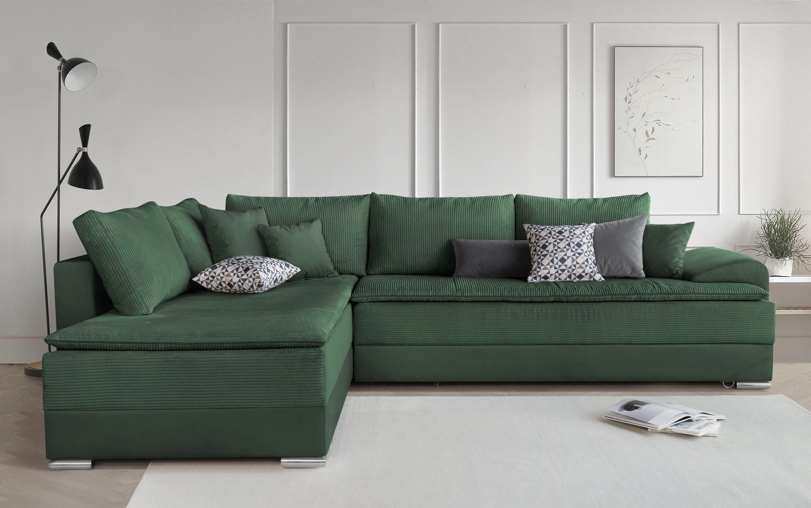 Home affaire Ecksofa Night & Day L-Form, B: 324 cm, Dauer-Schlaffunktion und Armlehne, Schlaffunktion & Bettkasten, Boxspringbett 180x200 cm